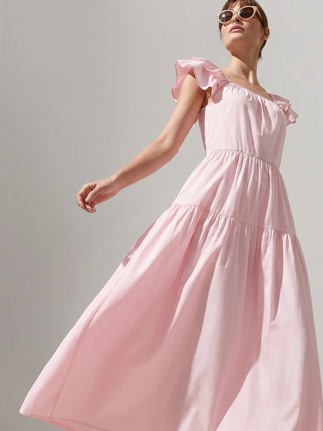 Pink Tiered Fit & Flare Dress