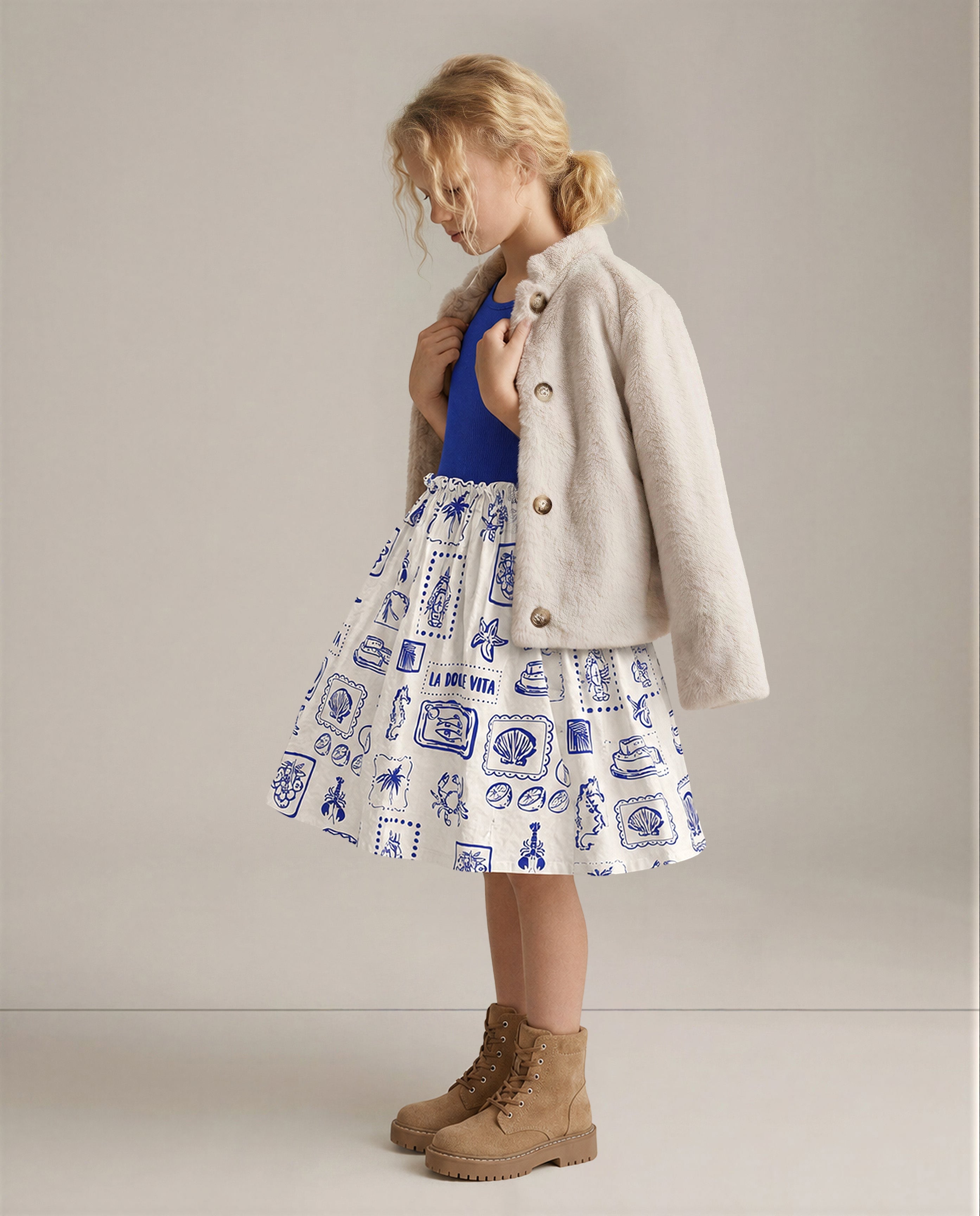 GIRLS Blue Colourblocked Dress