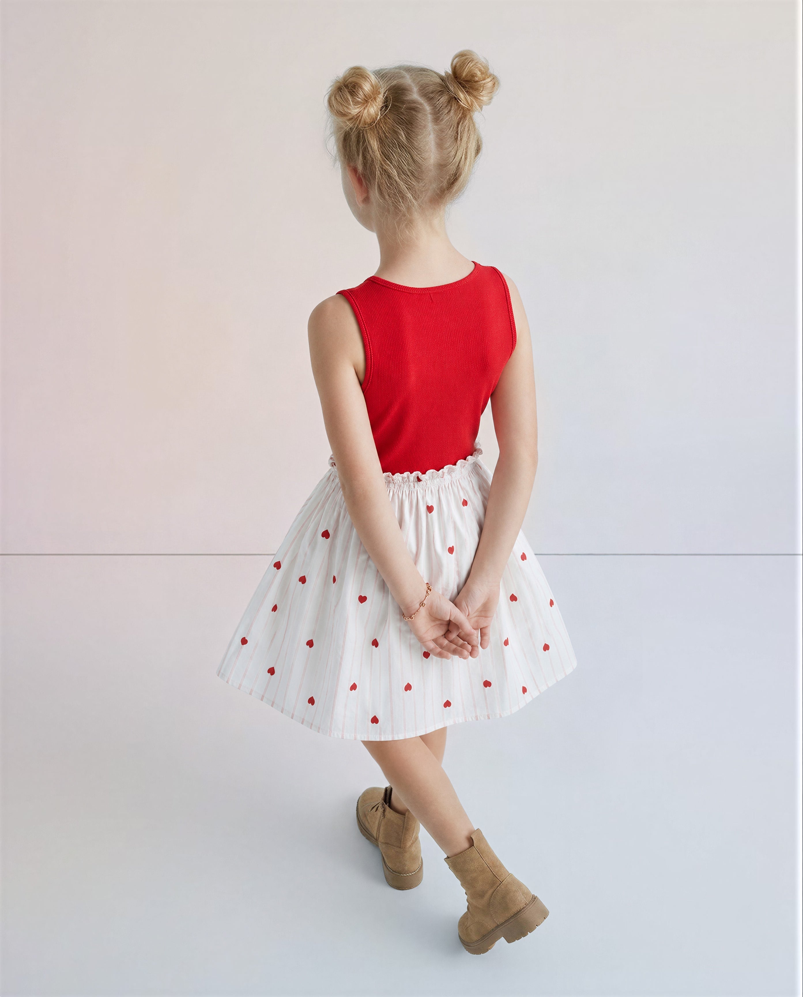 GIRLS Heart Print Fit & Flare Dress