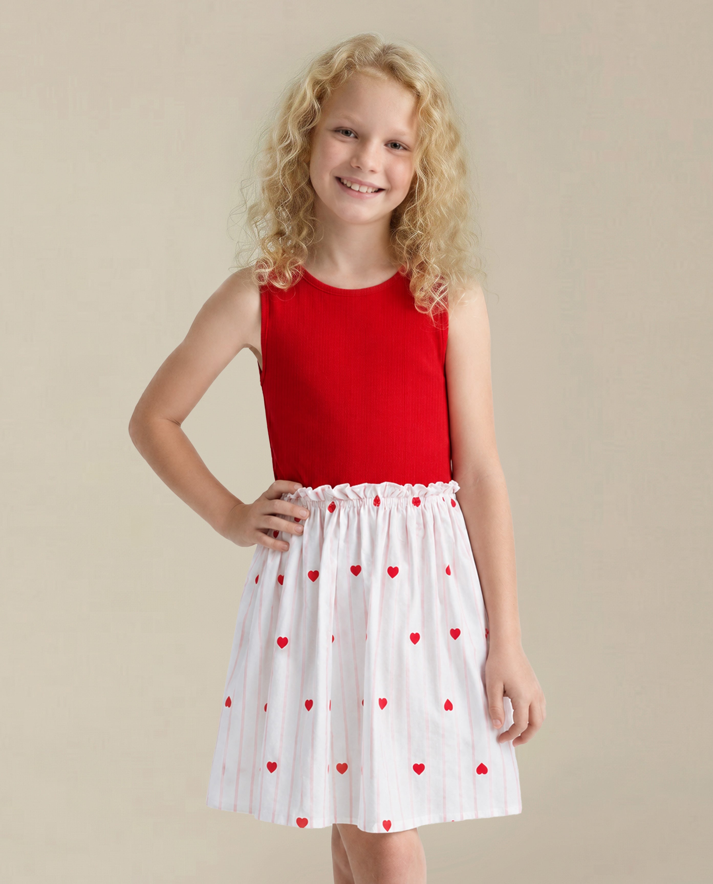 GIRLS Heart Print Fit & Flare Dress