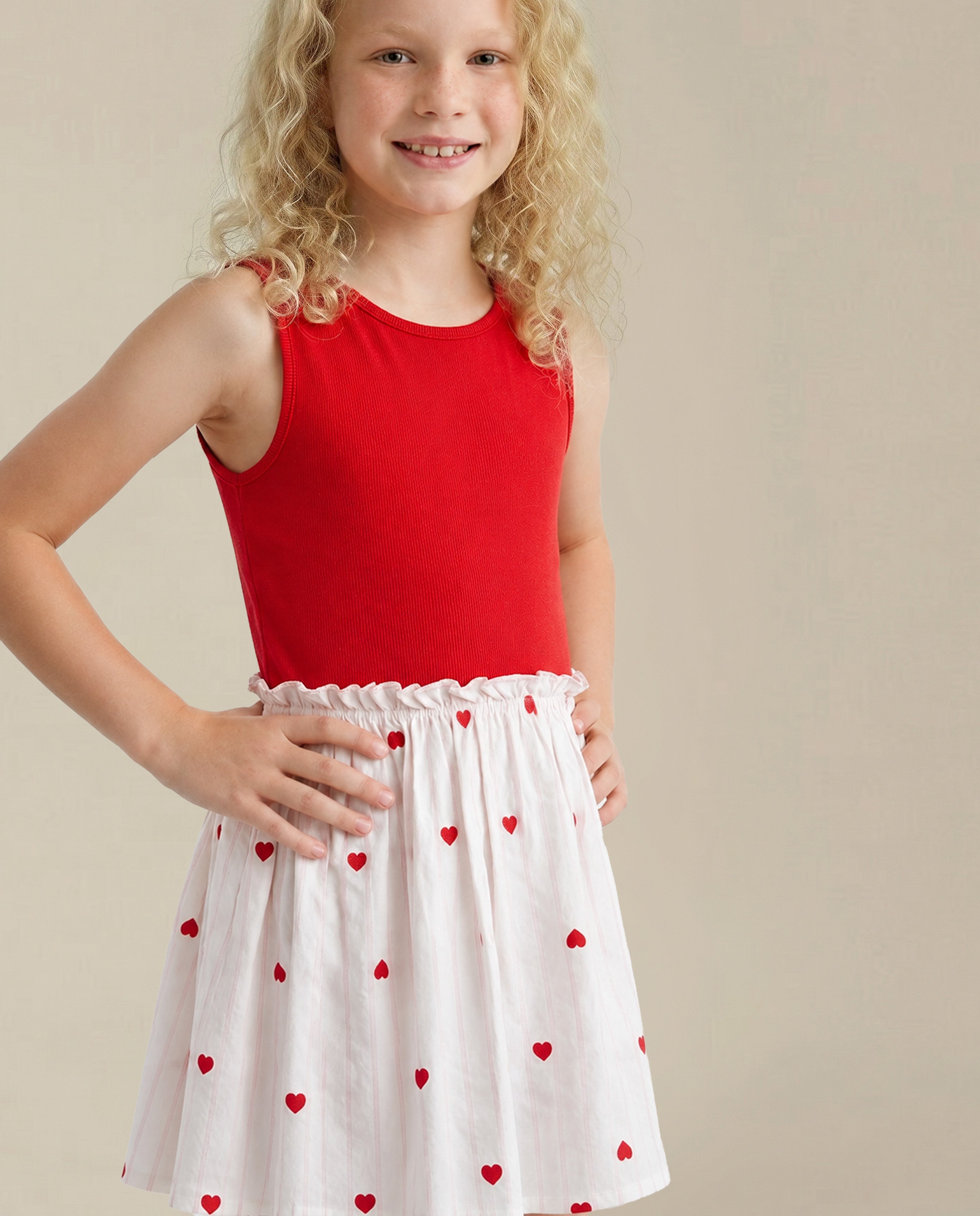 GIRLS Heart Print Fit & Flare Dress