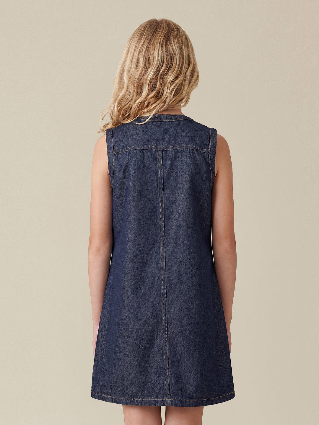 GIRLS Dark Blue Denim Sleeveless Utility Dress