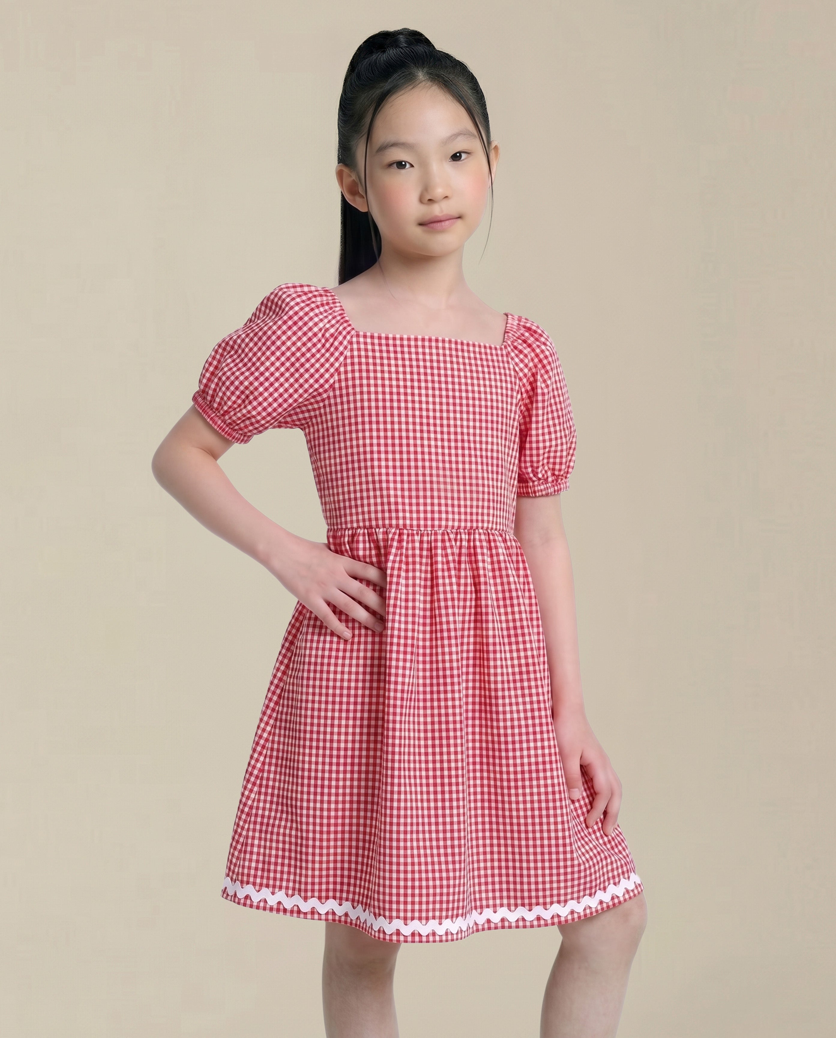 GIRLS Red Gingham Check Dress