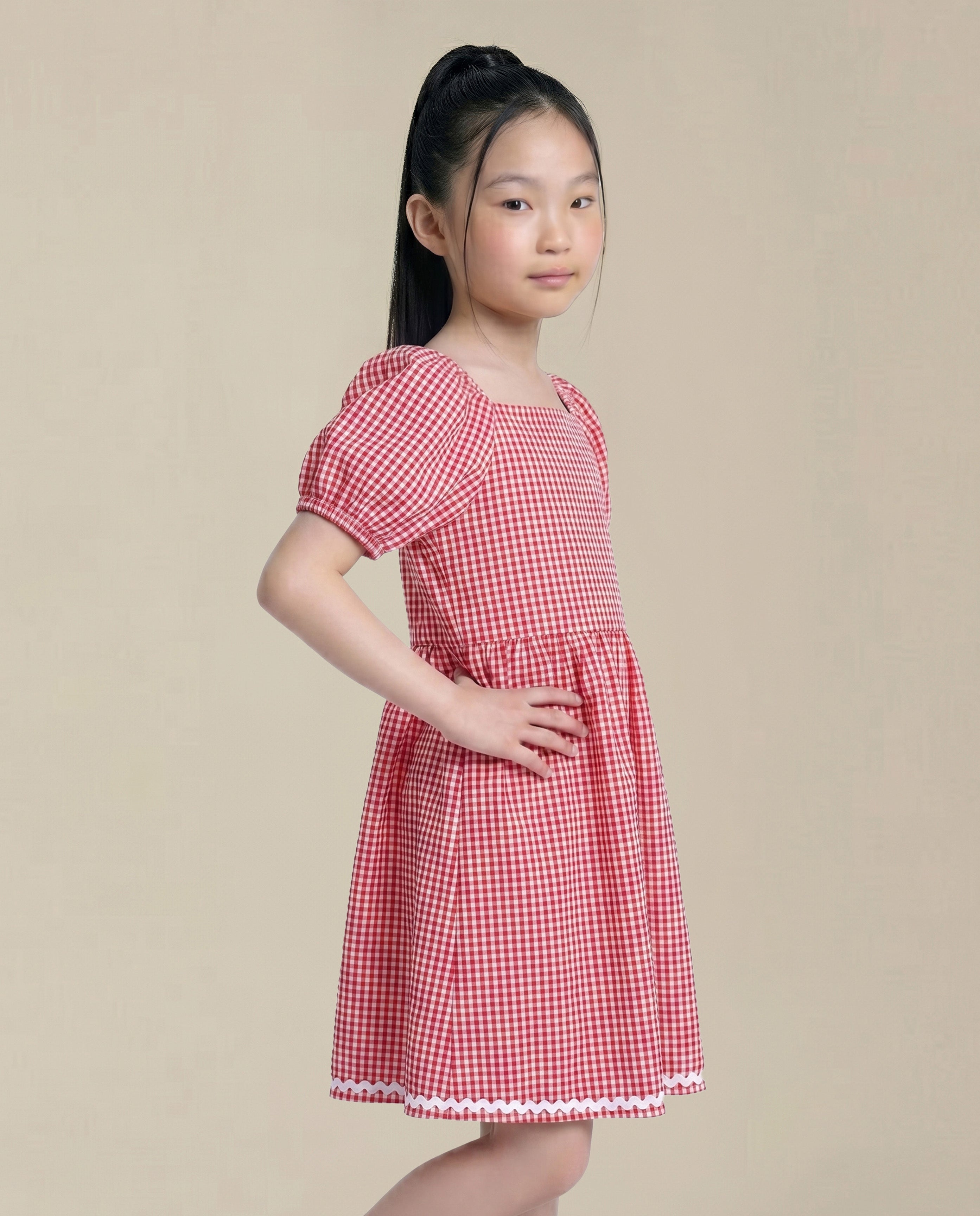GIRLS Red Gingham Check Dress
