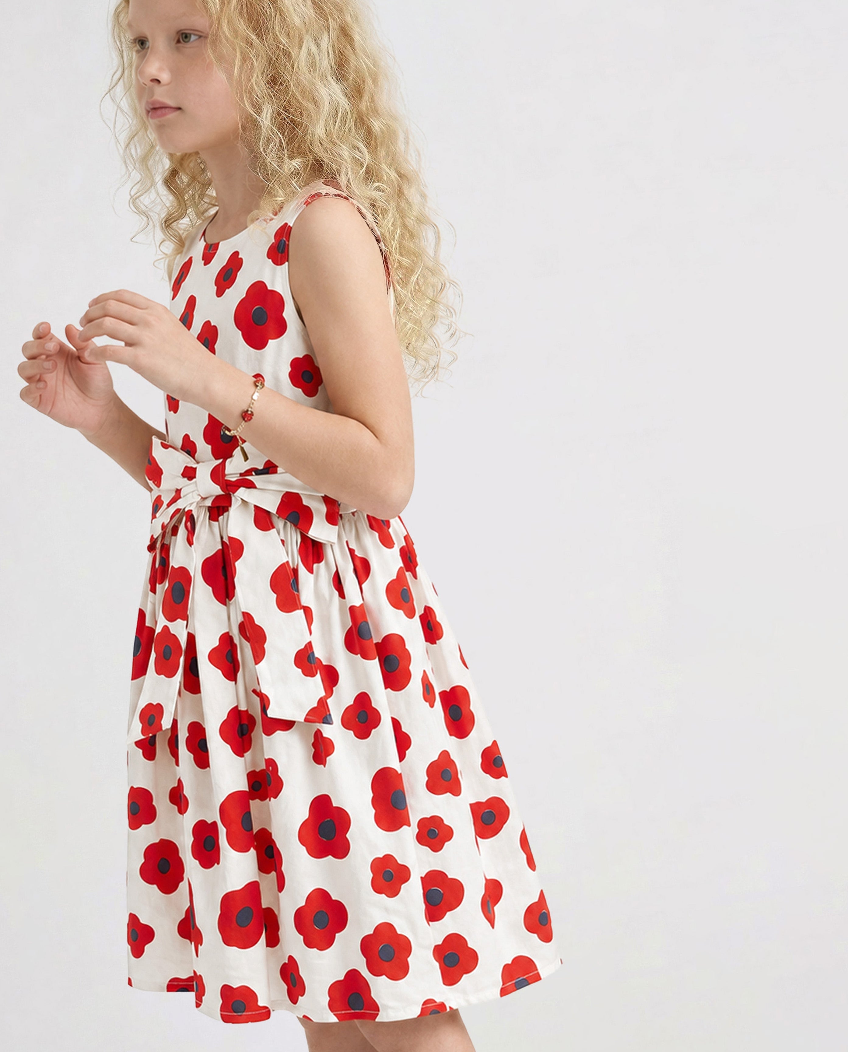 GIRLS Floral Print Bow Detail Dress