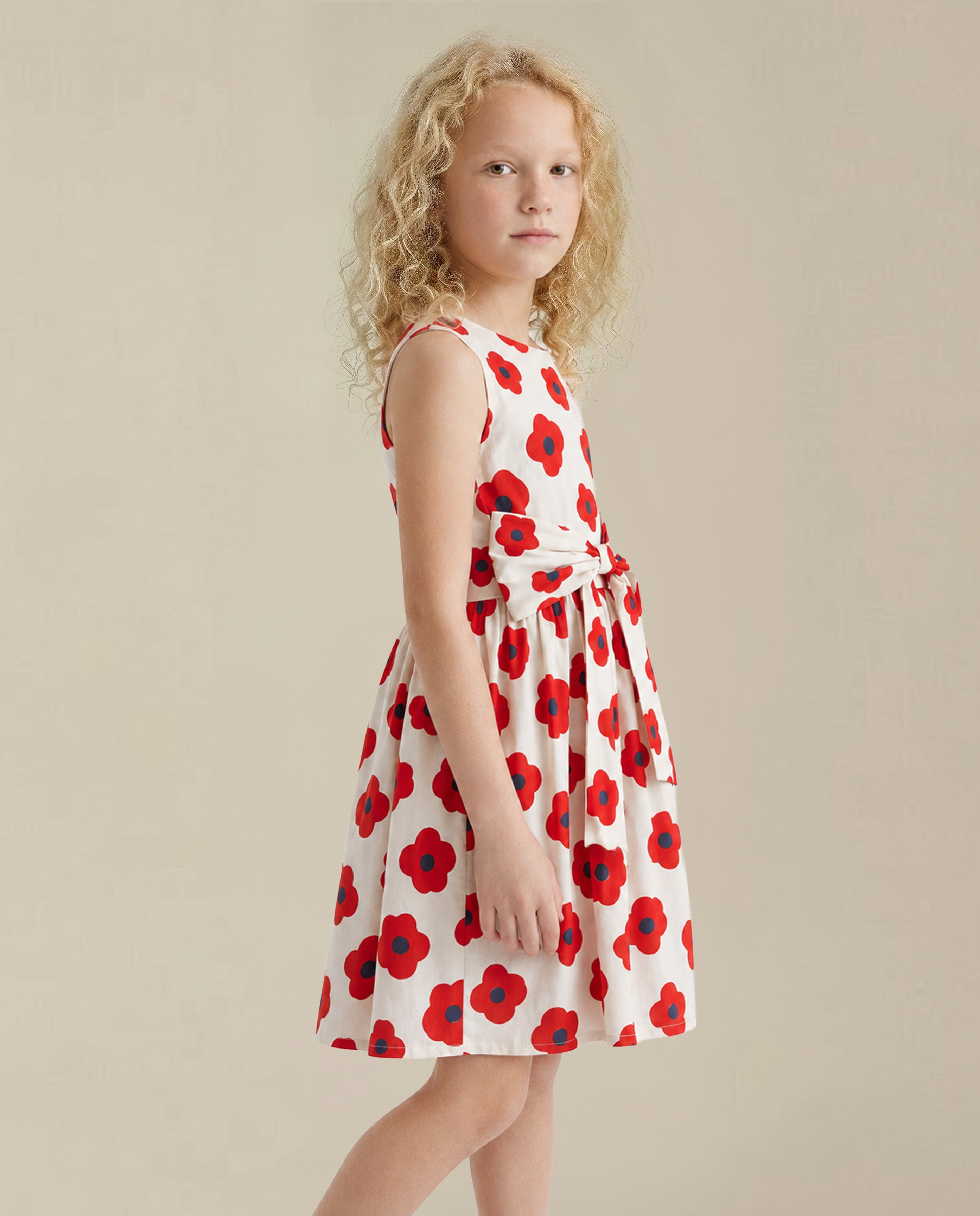 GIRLS Floral Print Bow Detail Dress