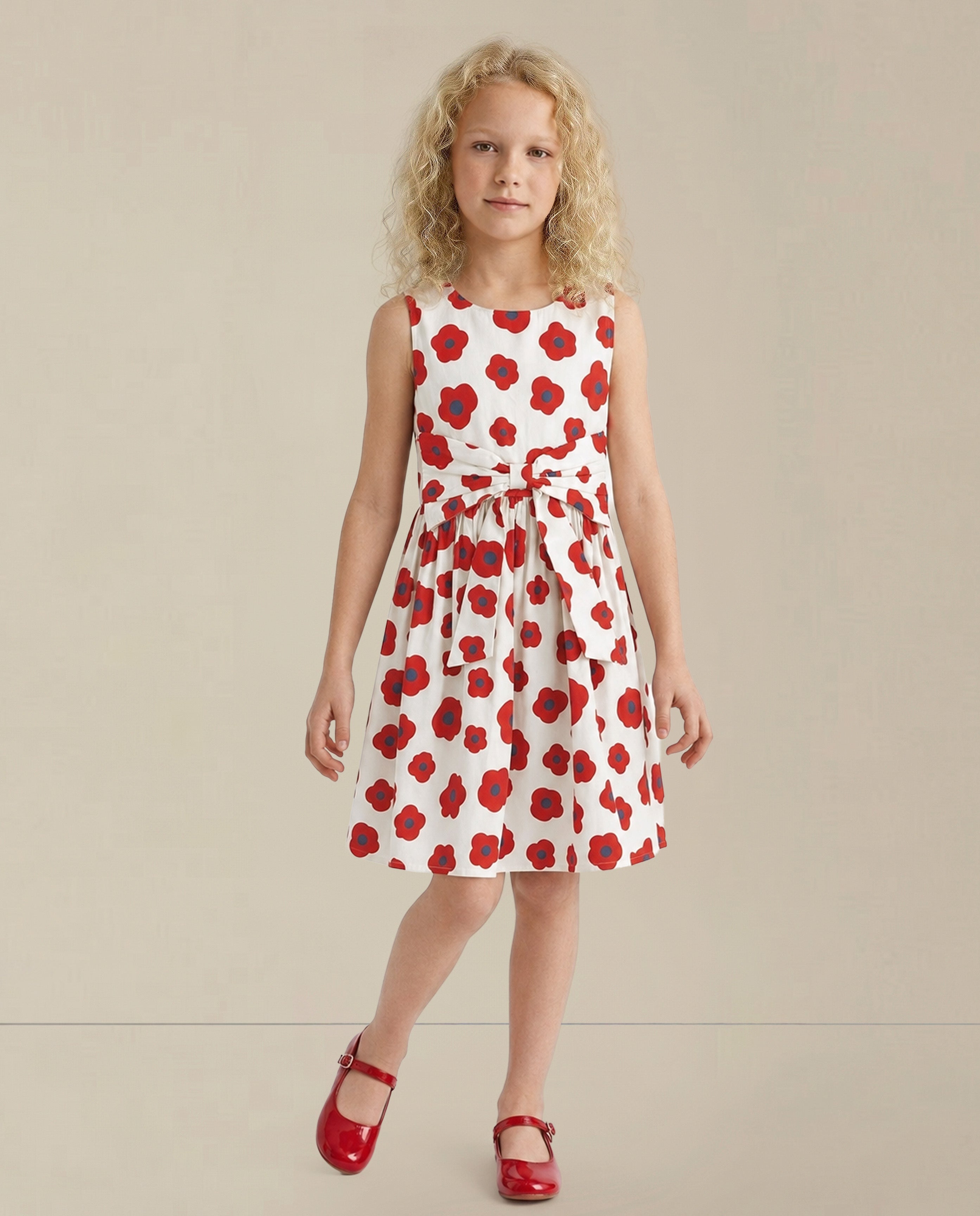GIRLS Floral Print Bow Detail Dress