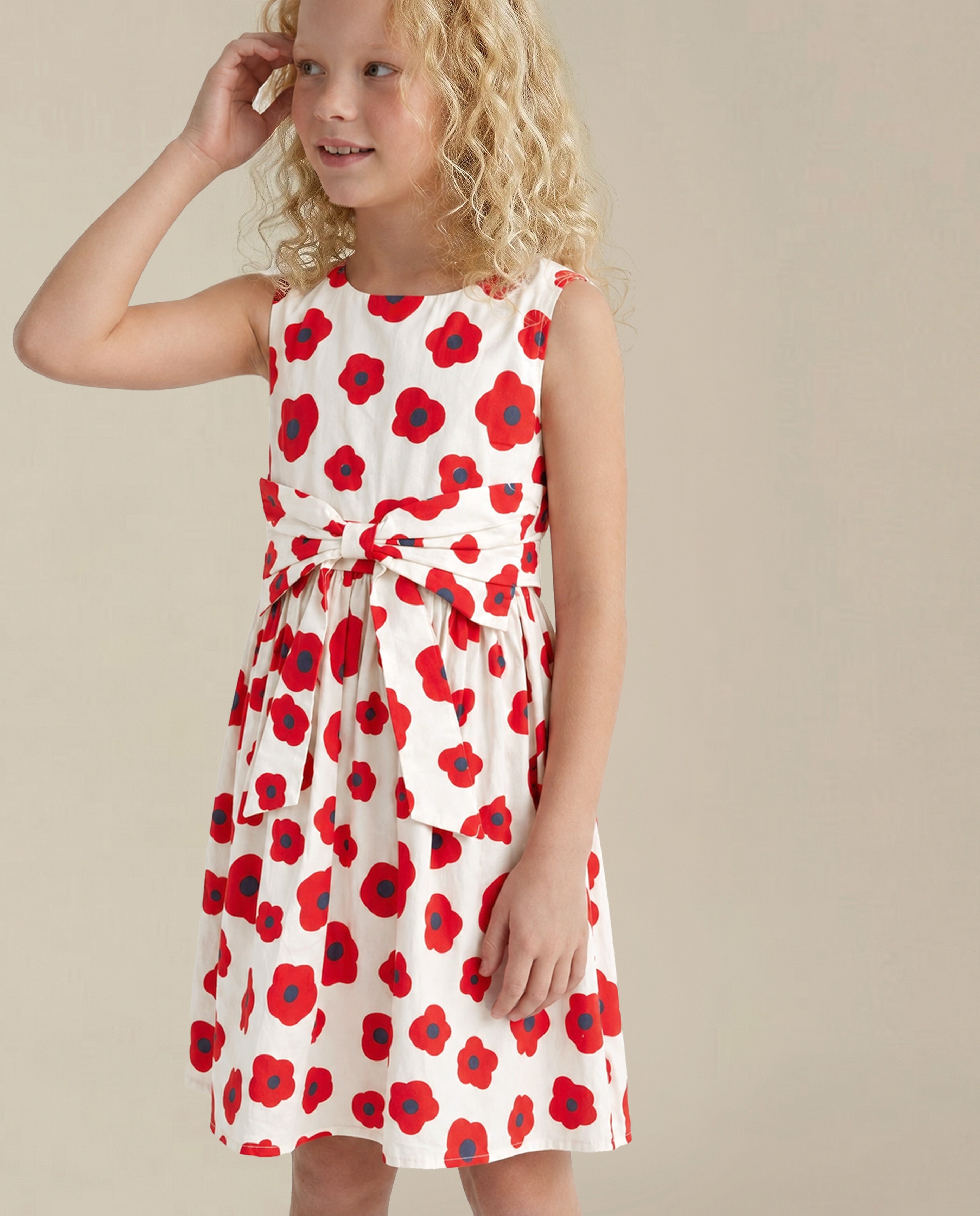 GIRLS Floral Print Bow Detail Dress