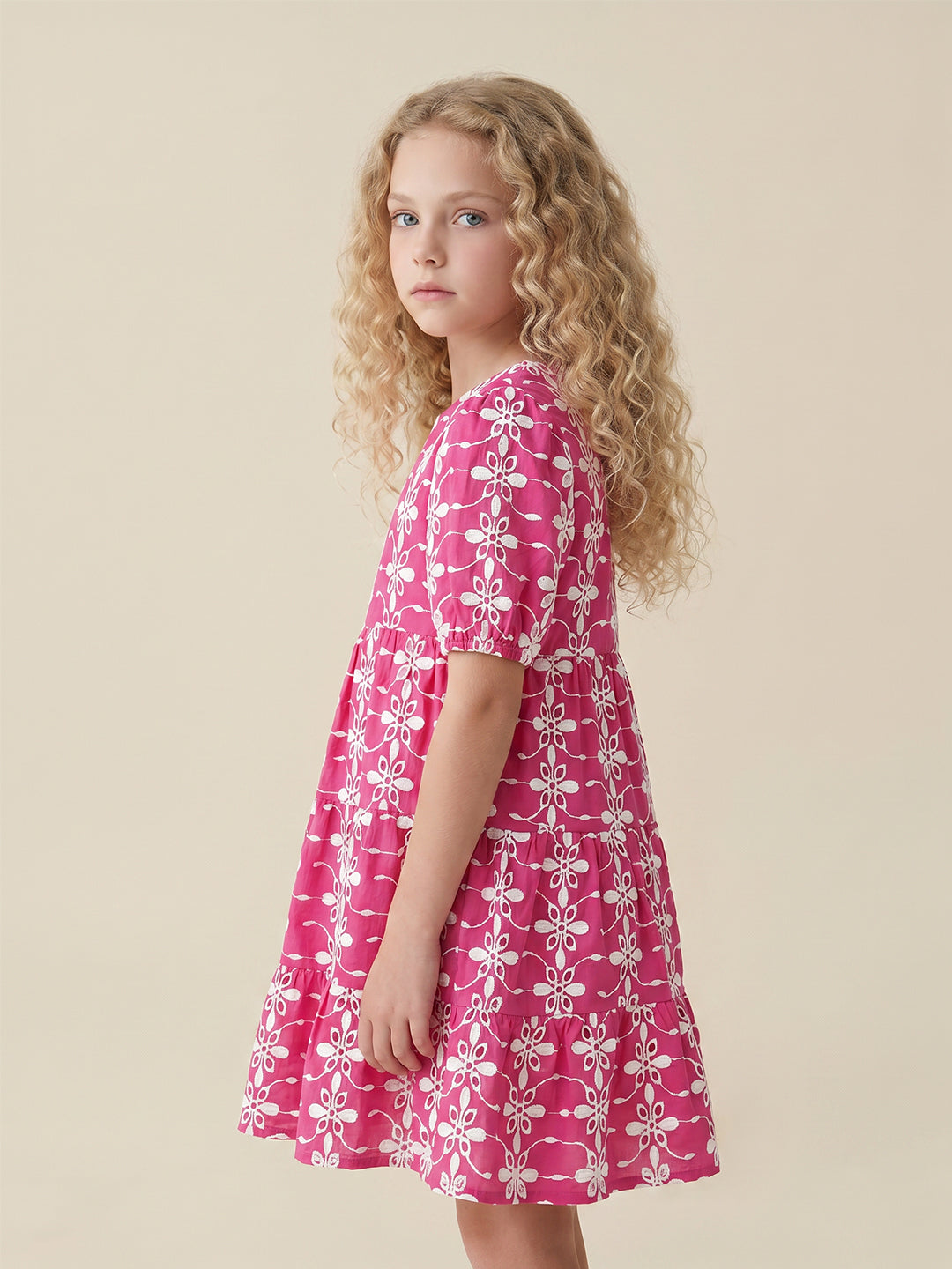 GIRLS Pink Embroidered Dress