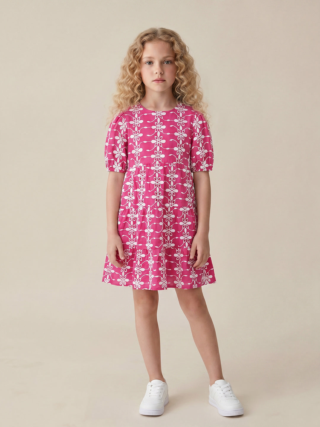GIRLS Pink Embroidered Dress
