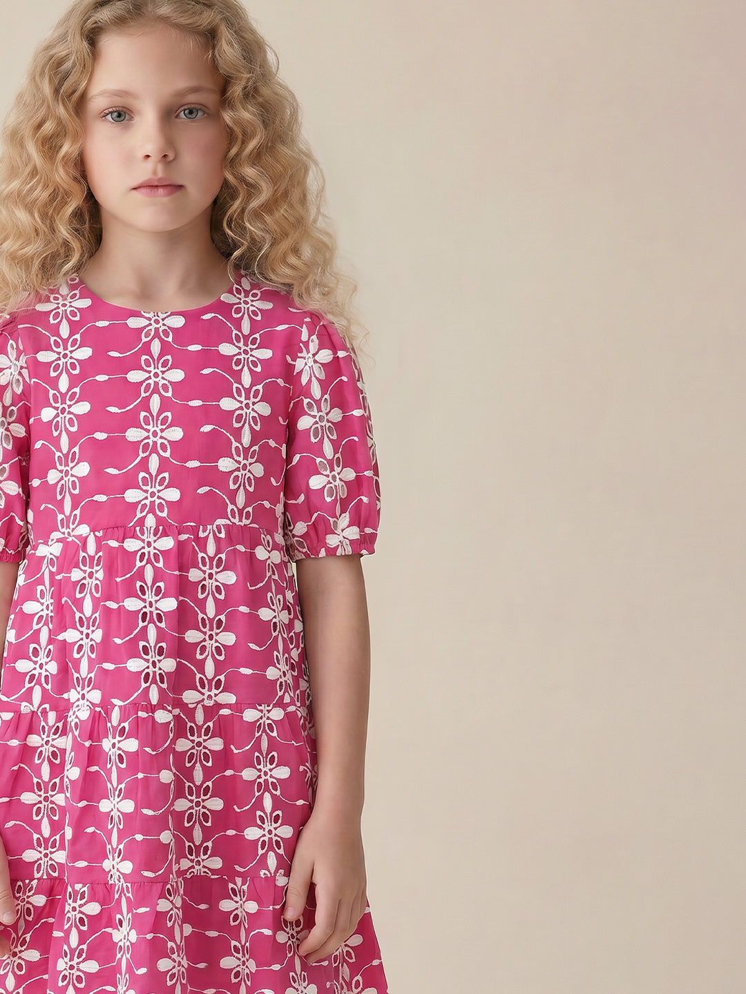 GIRLS Pink Embroidered Dress