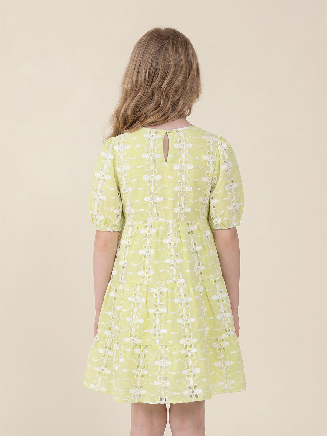 GIRLS Green Embroidered Dress