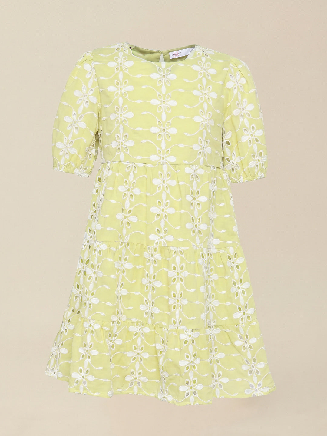 GIRLS Green Embroidered Dress