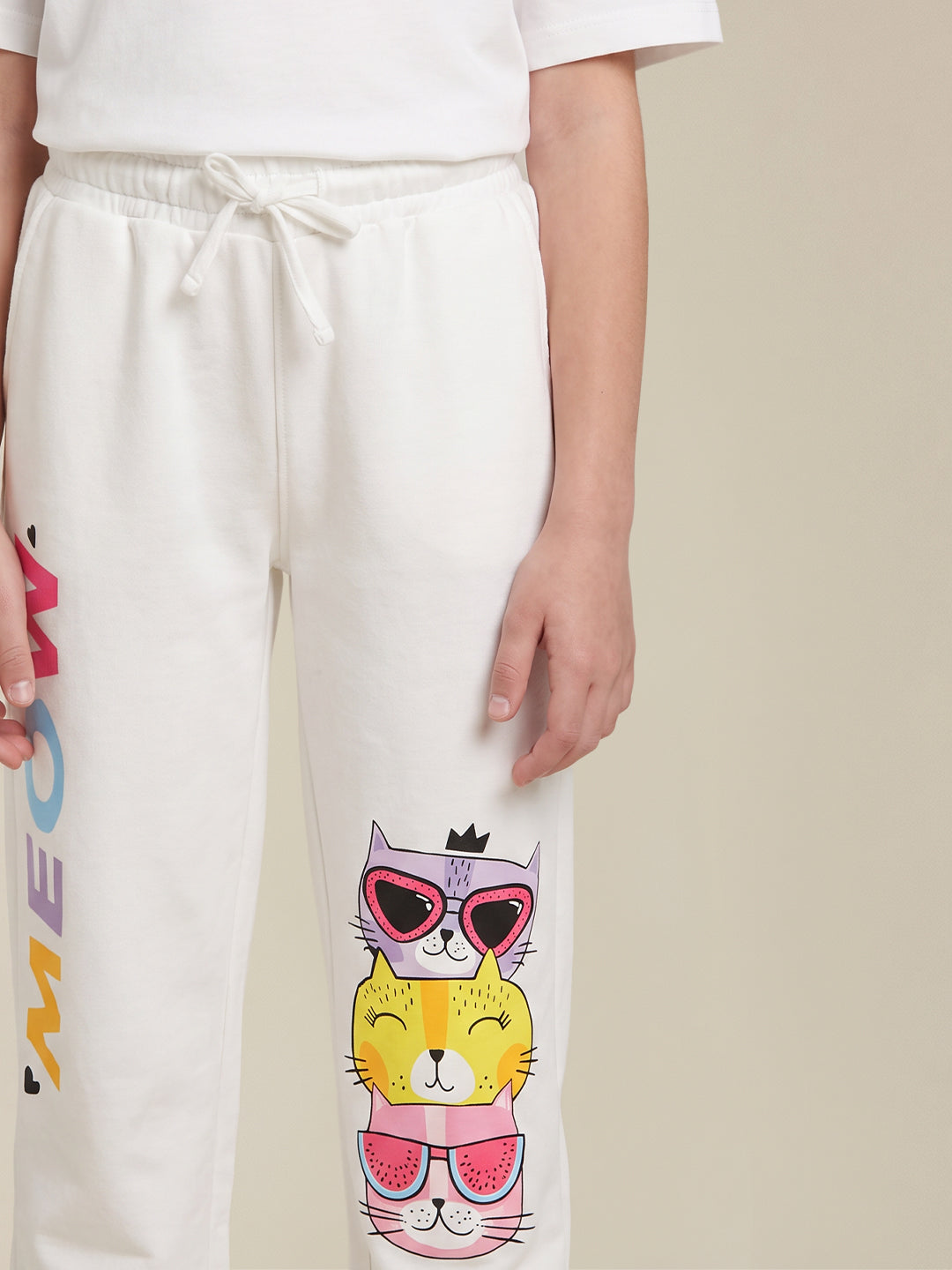 GIRLS White Printed Sweatpants