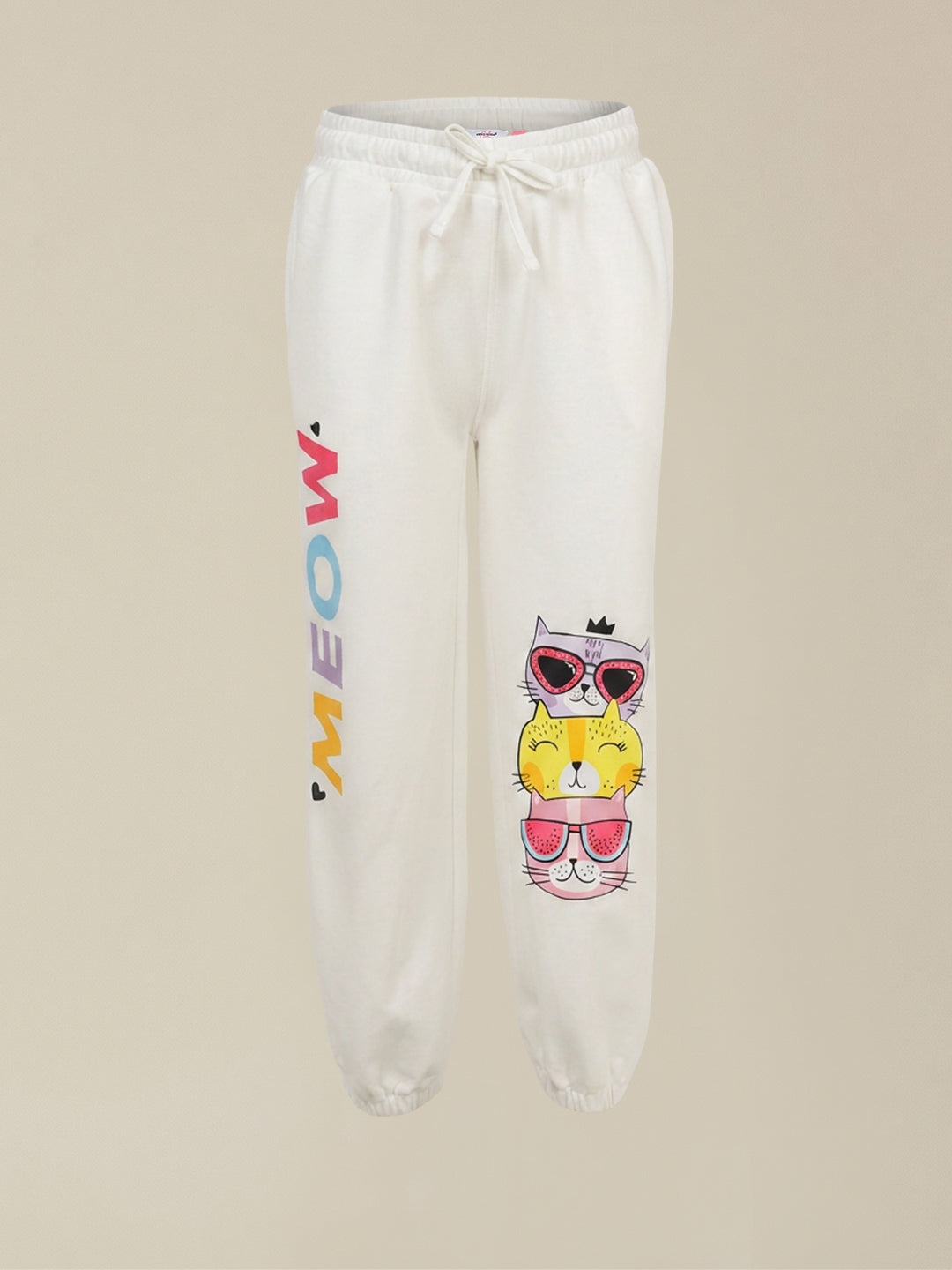GIRLS White Printed Sweatpants