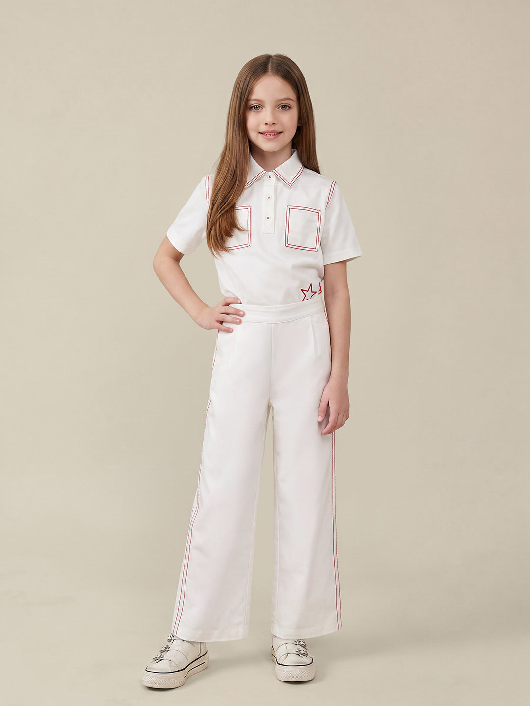 GIRLS White Mid Rise Pants