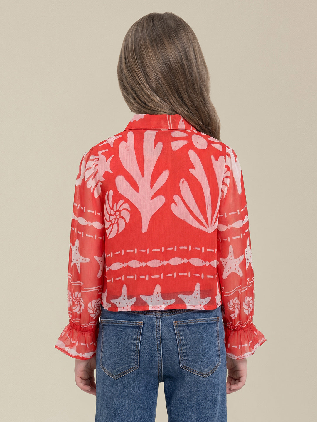 GIRLS Red Seashell Print Shirt