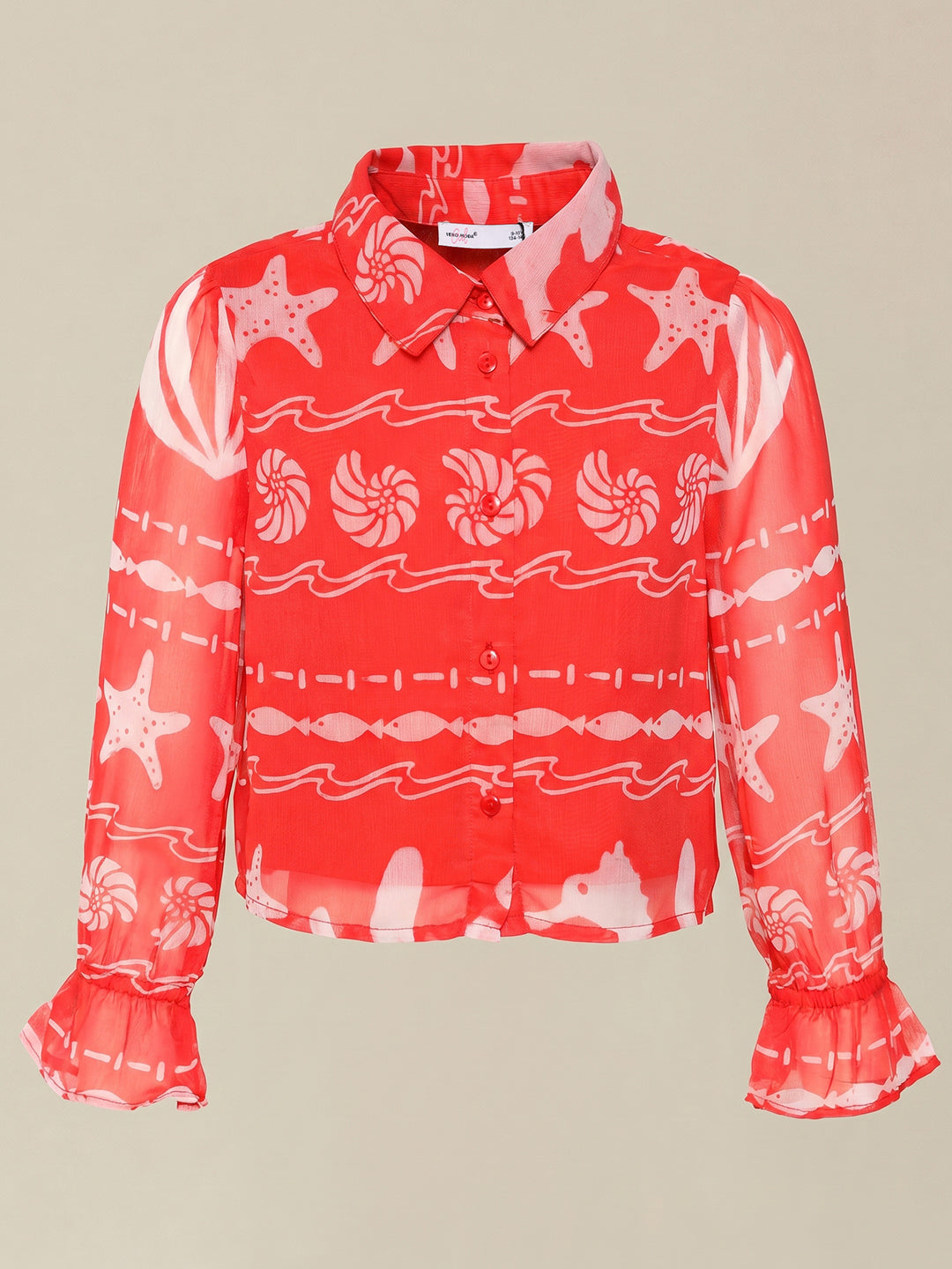 GIRLS Red Seashell Print Shirt