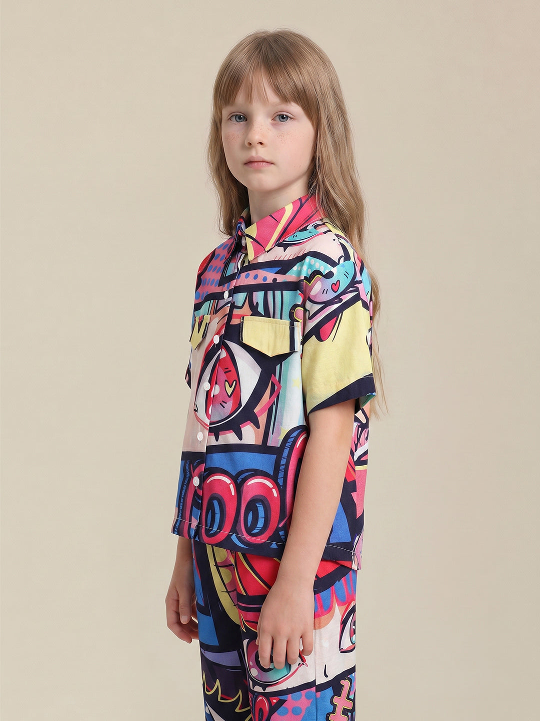 GIRLS Multi-Colour Printed Shirt