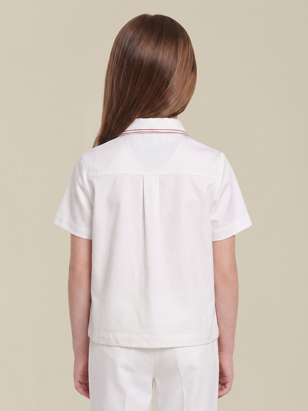 GIRLS White Contrast Stitch Shirt