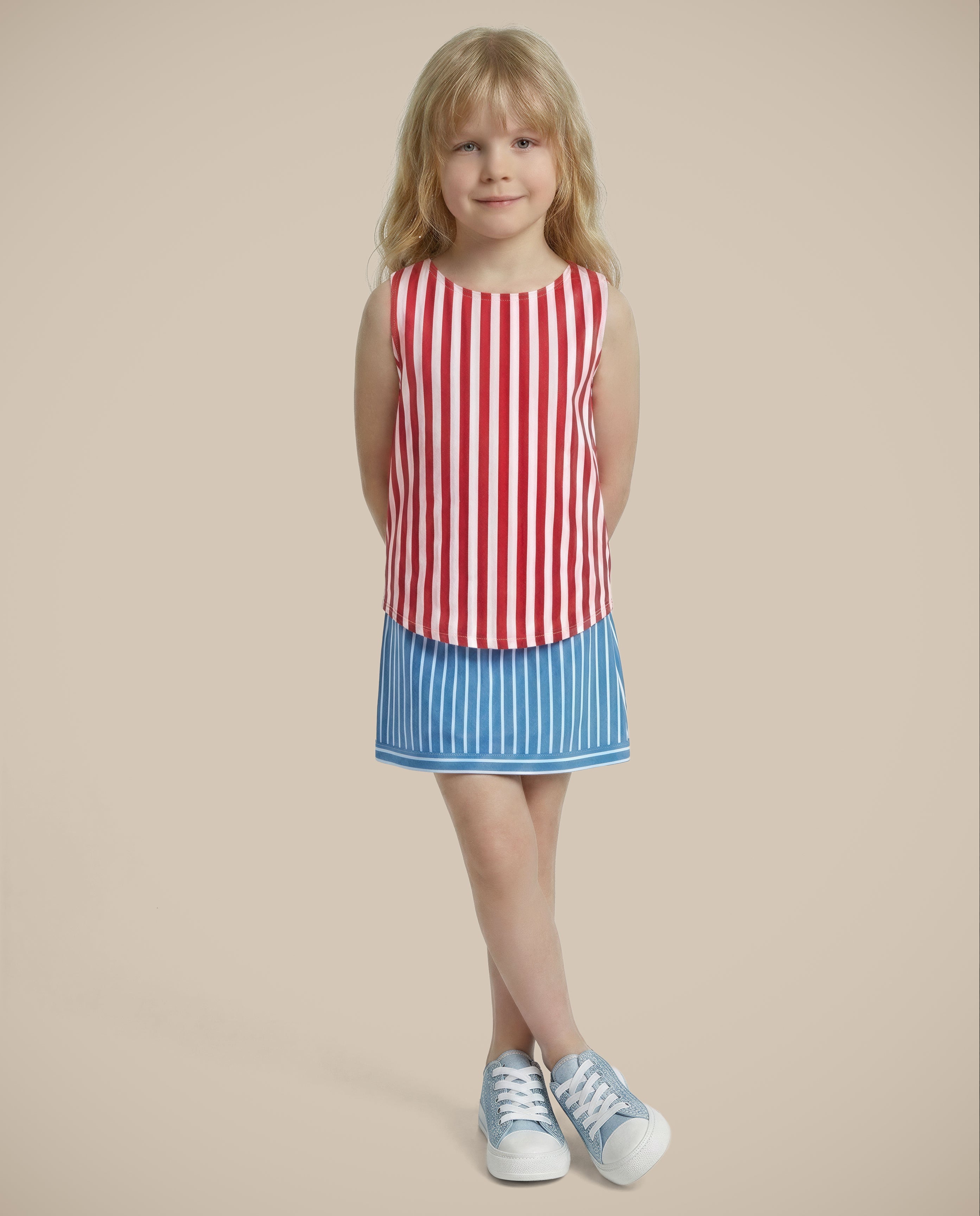 GIRLS Red Striped Cotton Top