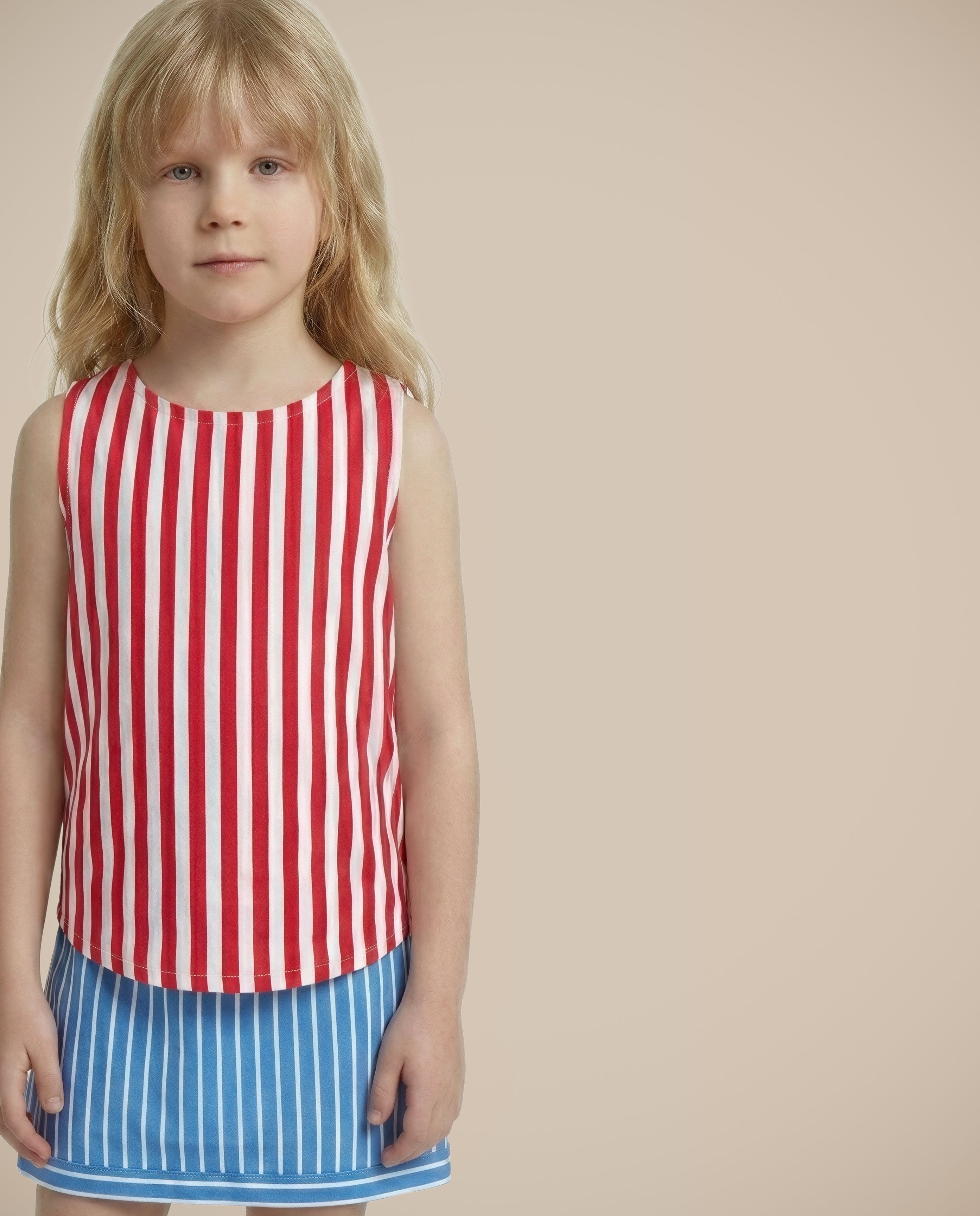GIRLS Red Striped Cotton Top