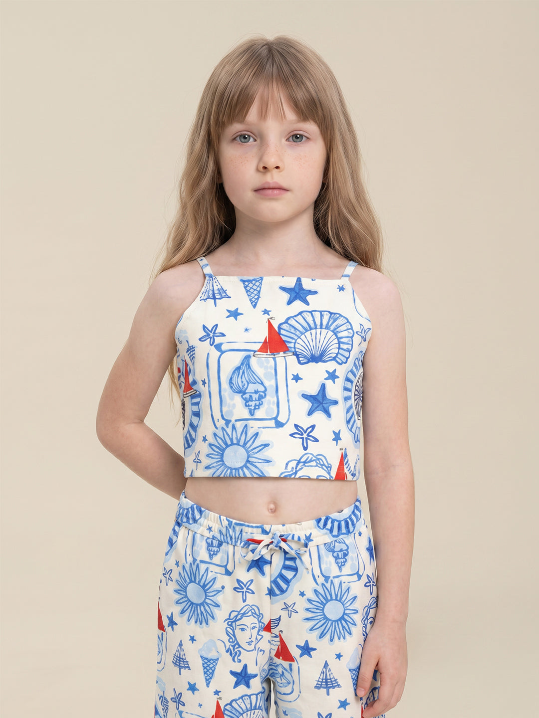 GIRLS White Printed Cotton Top