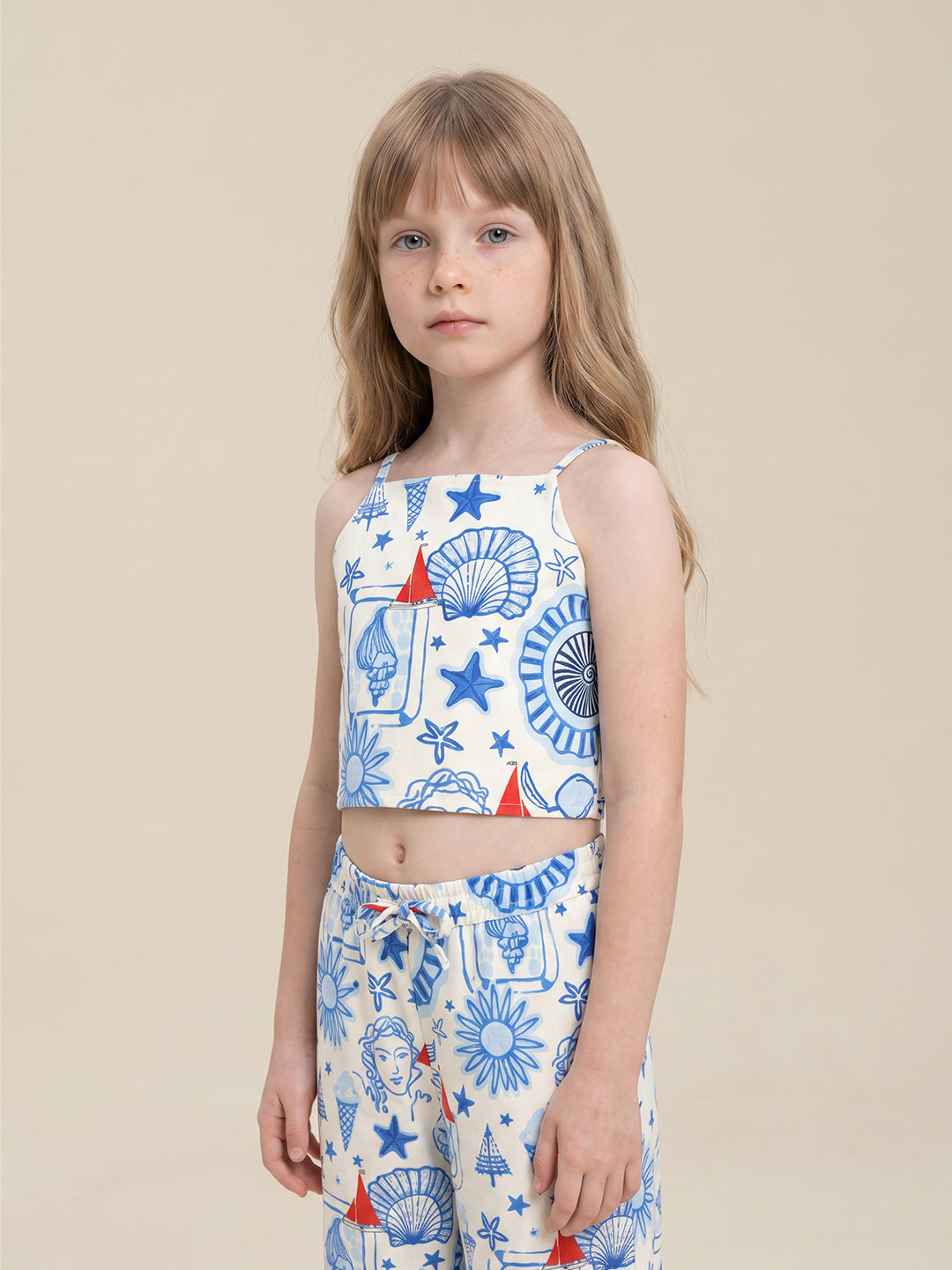 GIRLS White Printed Cotton Top