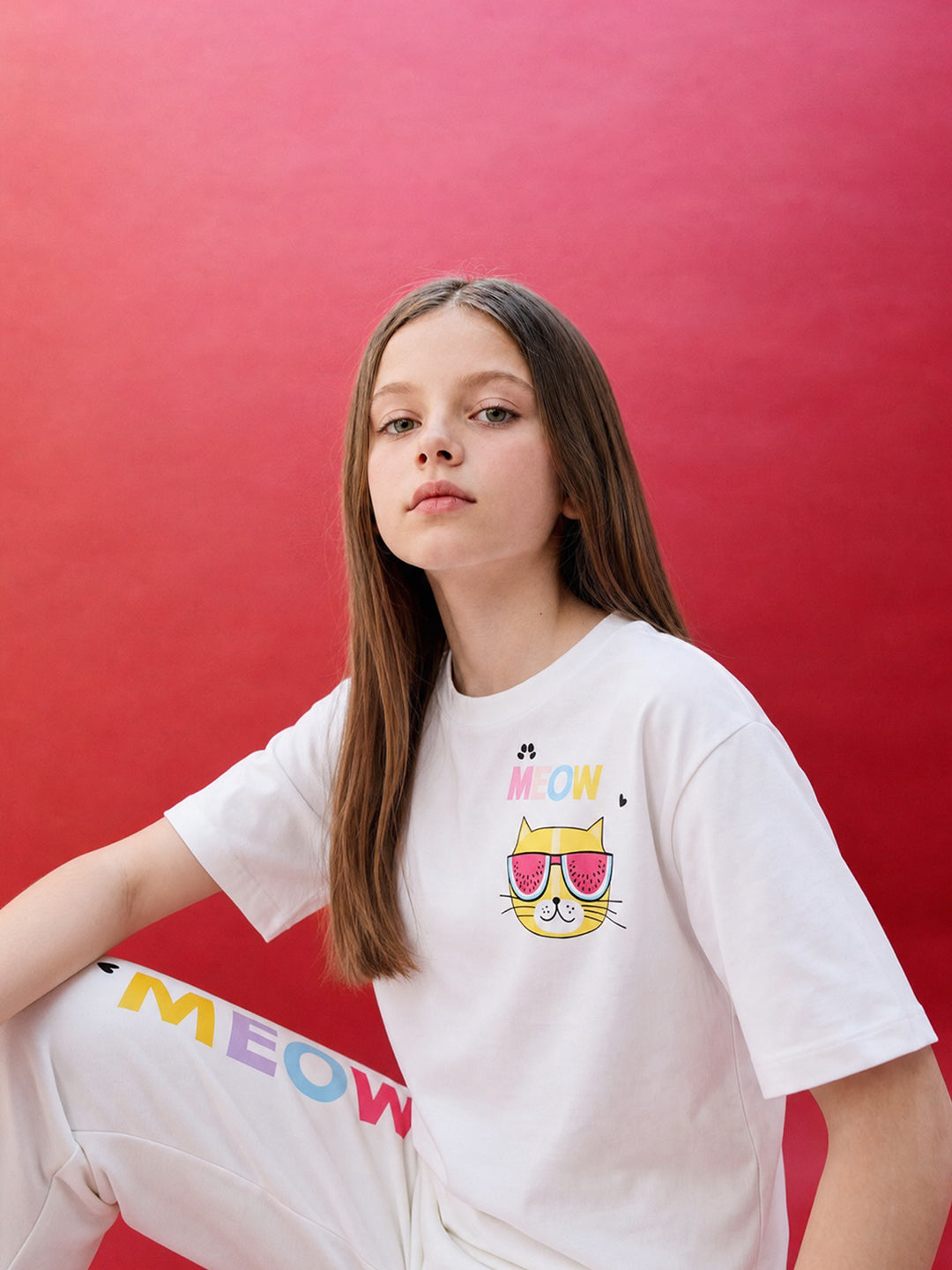 GIRLS White Printed Top