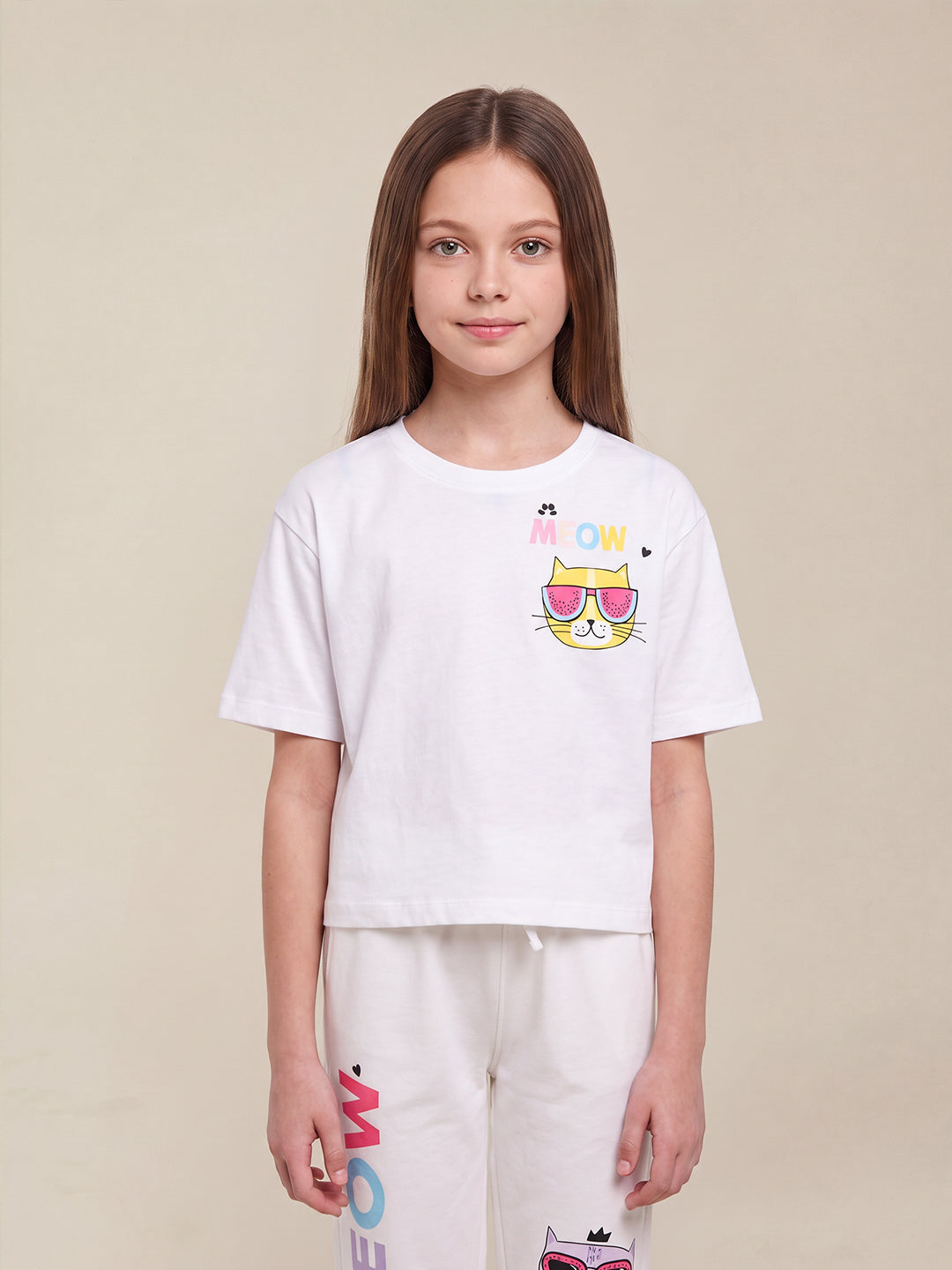 GIRLS White Printed Top