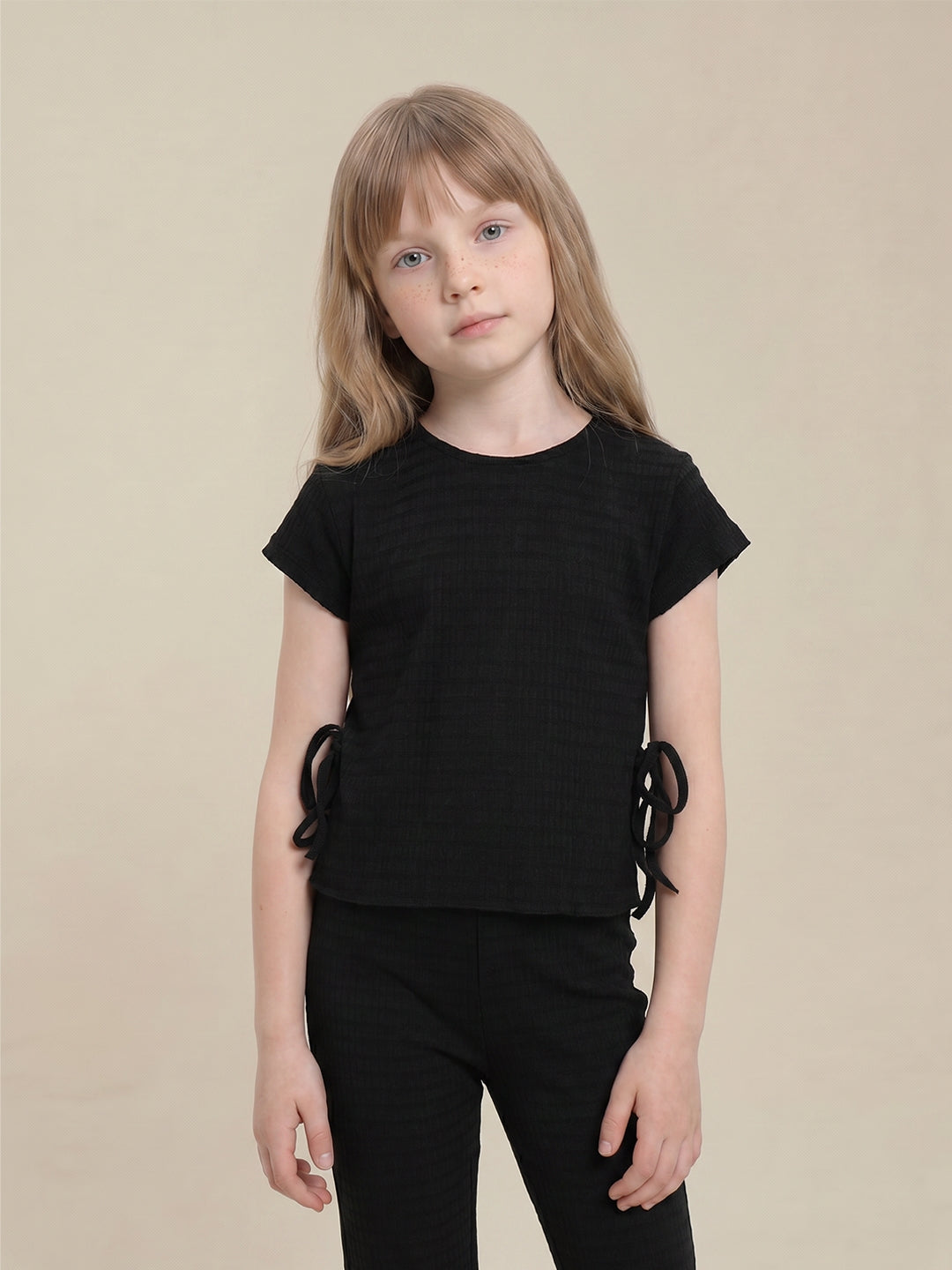 GIRLS Black Textured Top