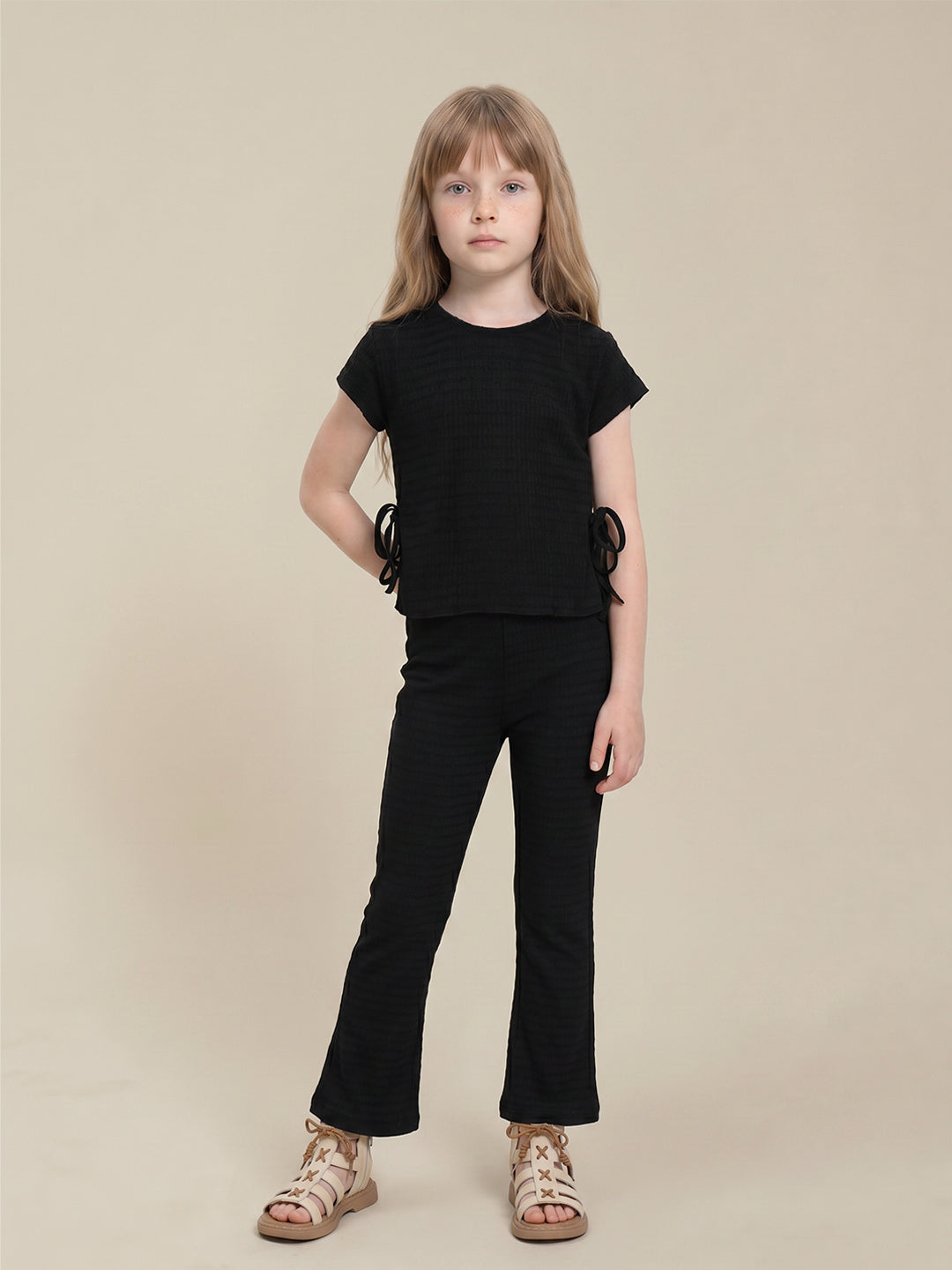 GIRLS Black Textured Top