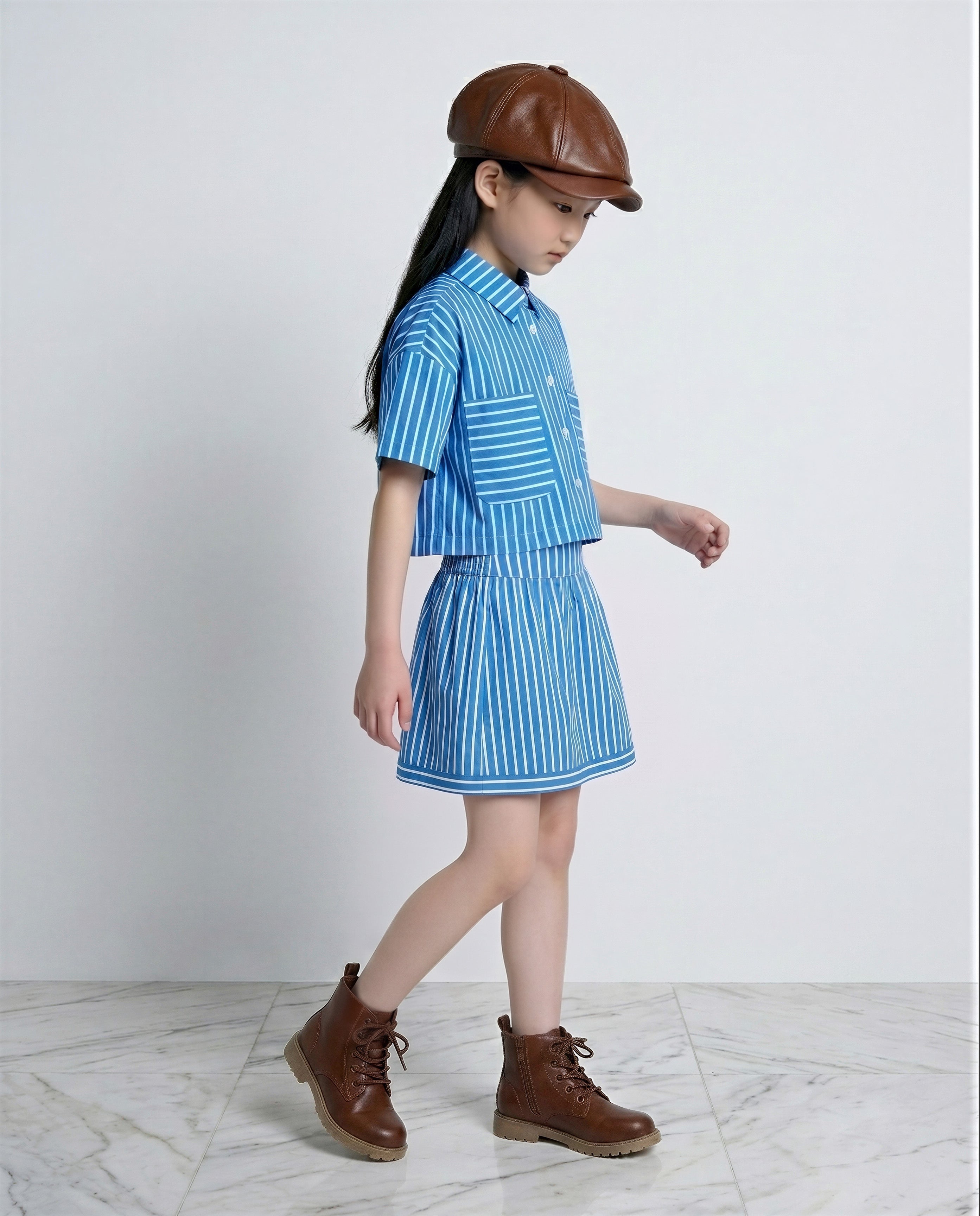 GIRLS Blue Striped Skirt