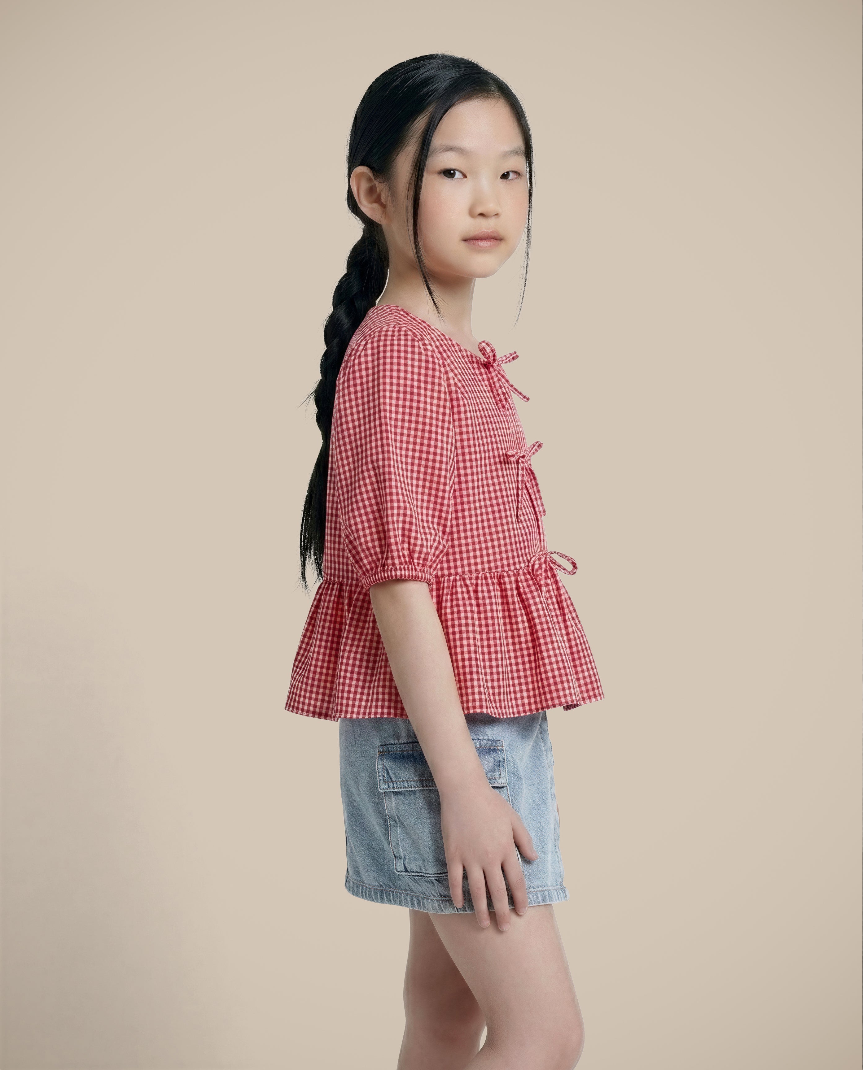 GIRLS Red Gingham Check Top
