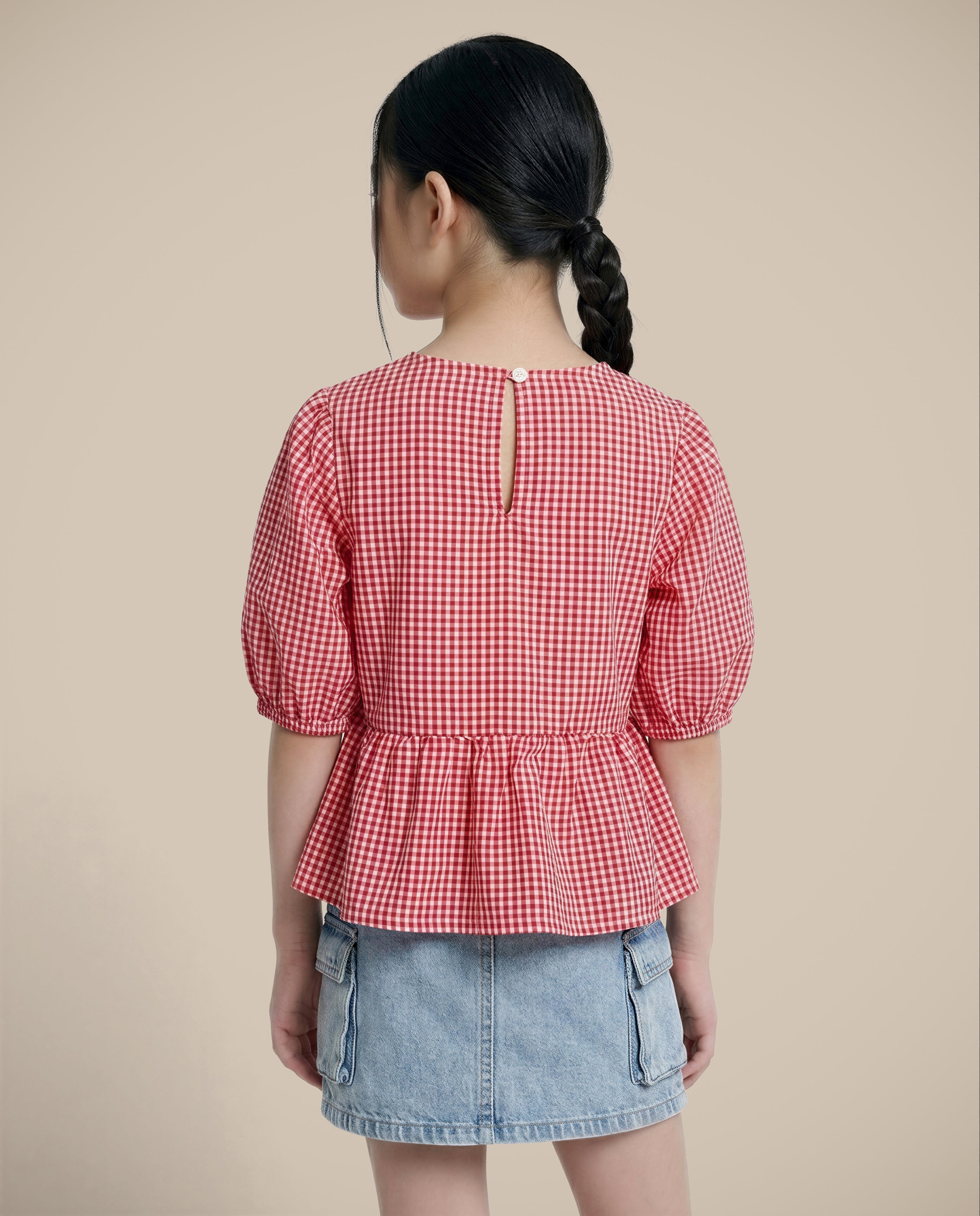 GIRLS Red Gingham Check Top