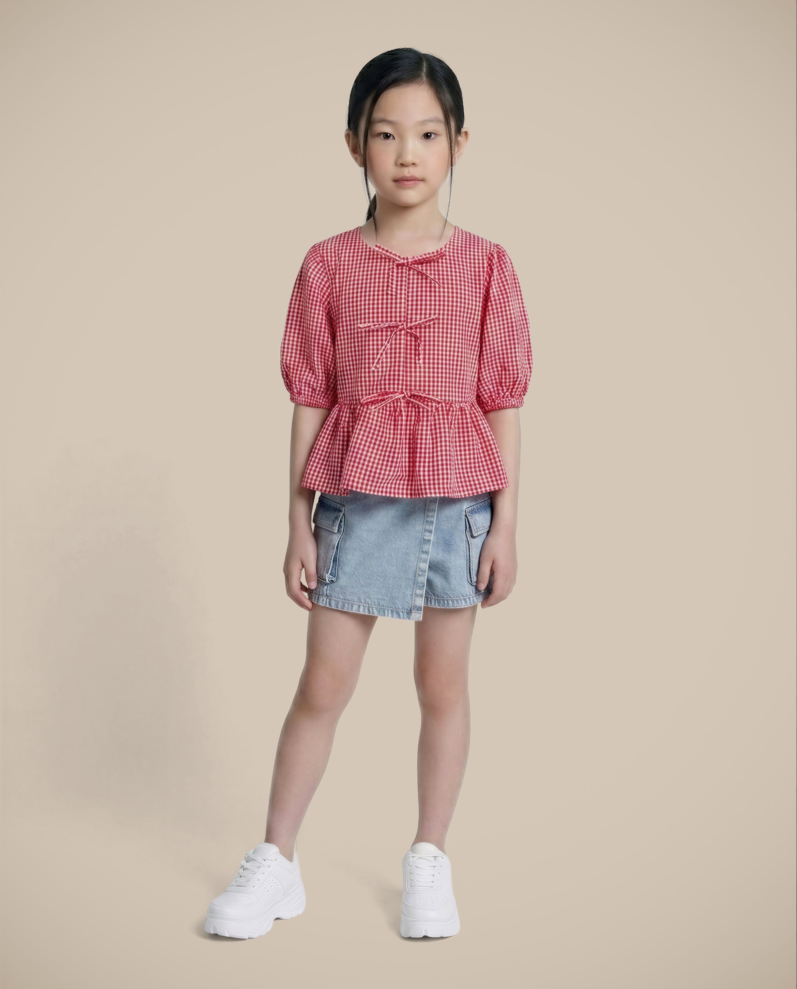 GIRLS Red Gingham Check Top