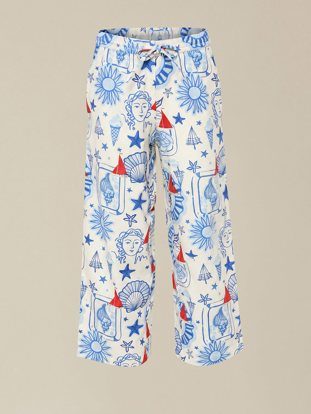 GIRLS White Printed Cotton Pants