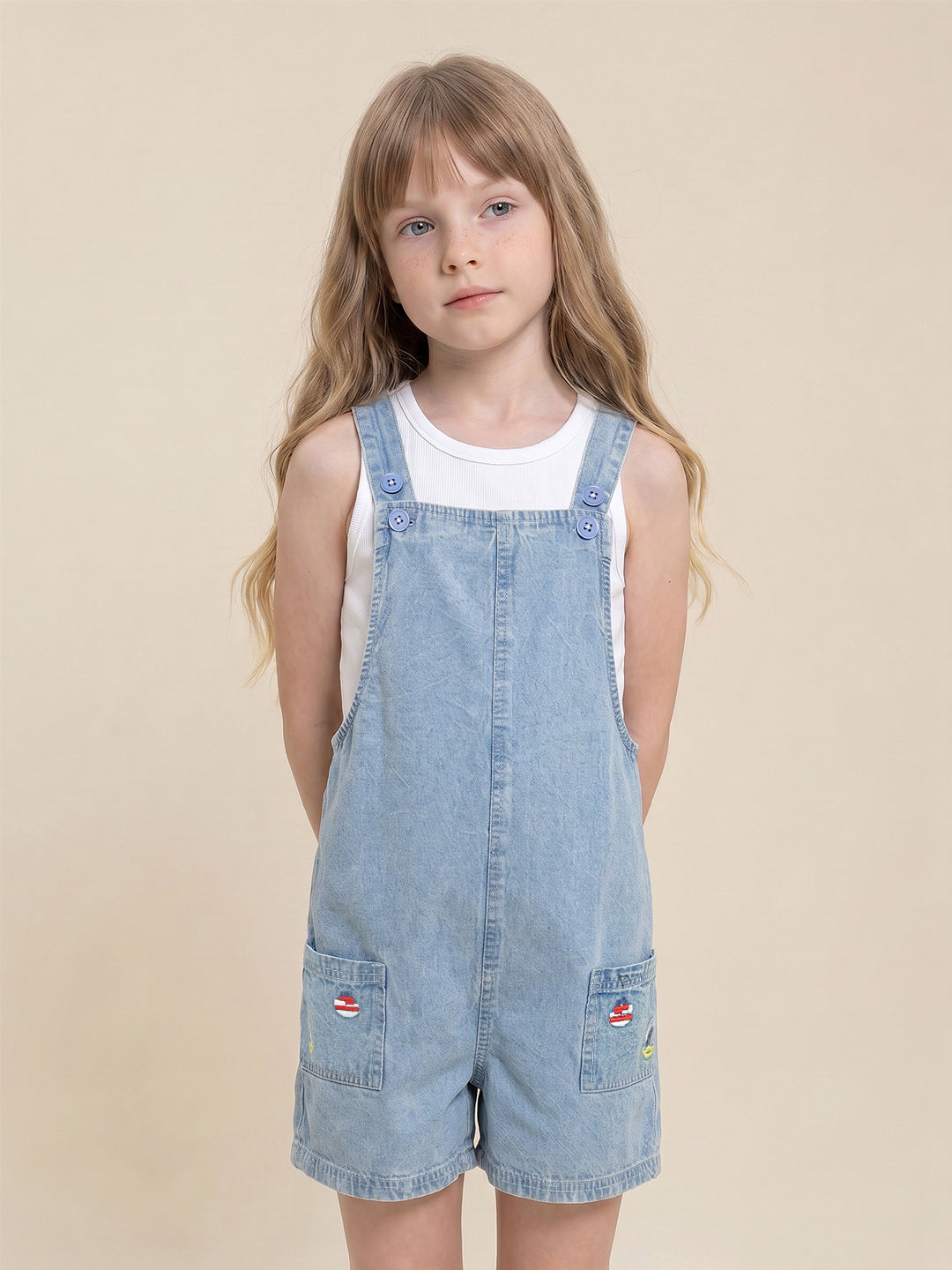 GIRLS Blue Denim Playsuit
