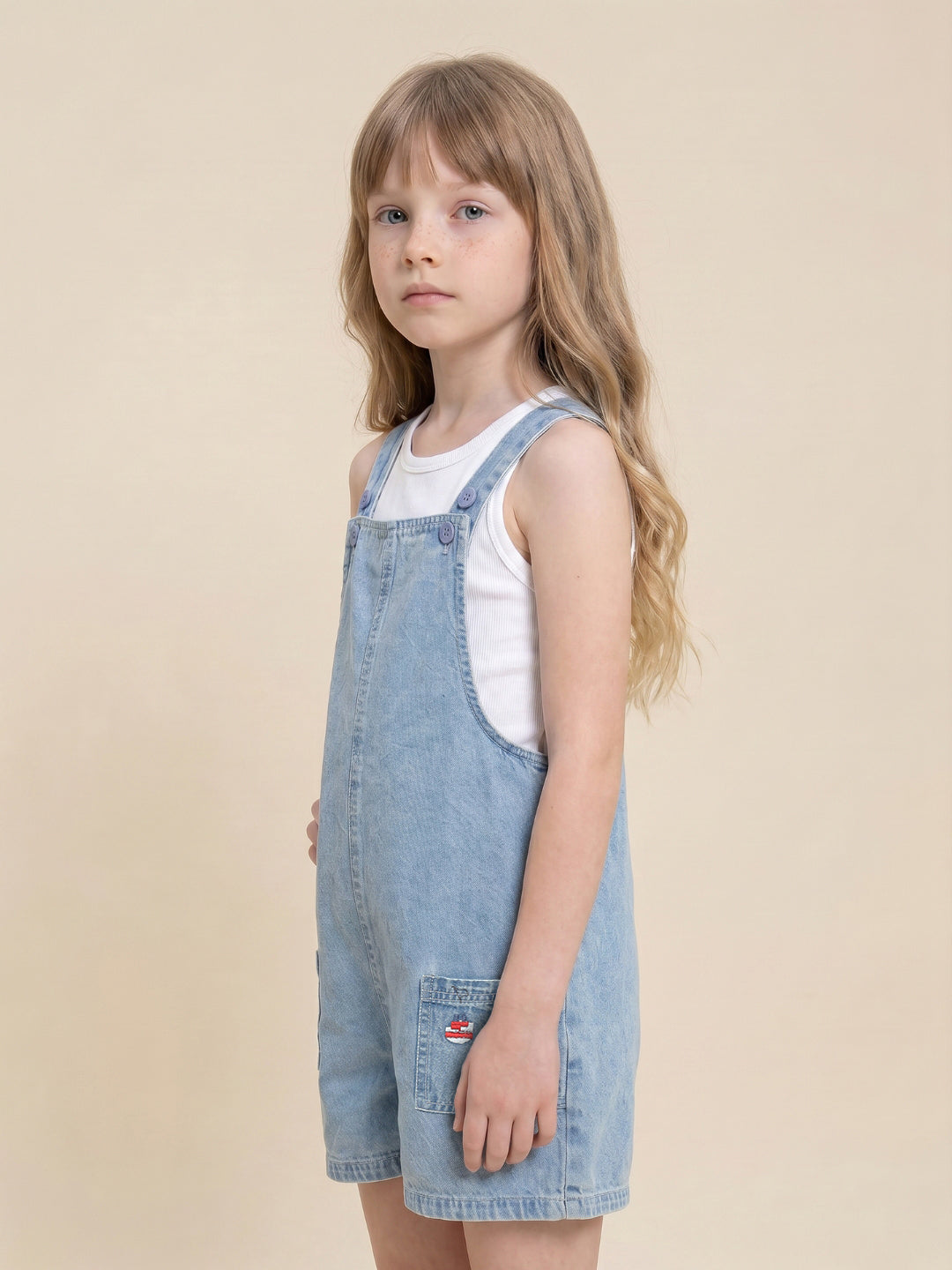 GIRLS Blue Denim Playsuit
