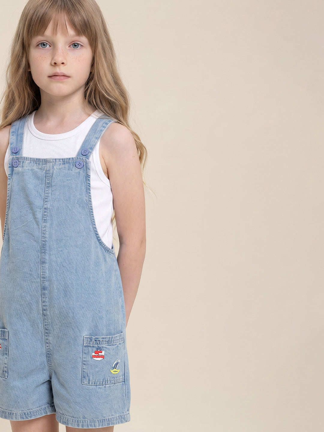 GIRLS Blue Denim Playsuit