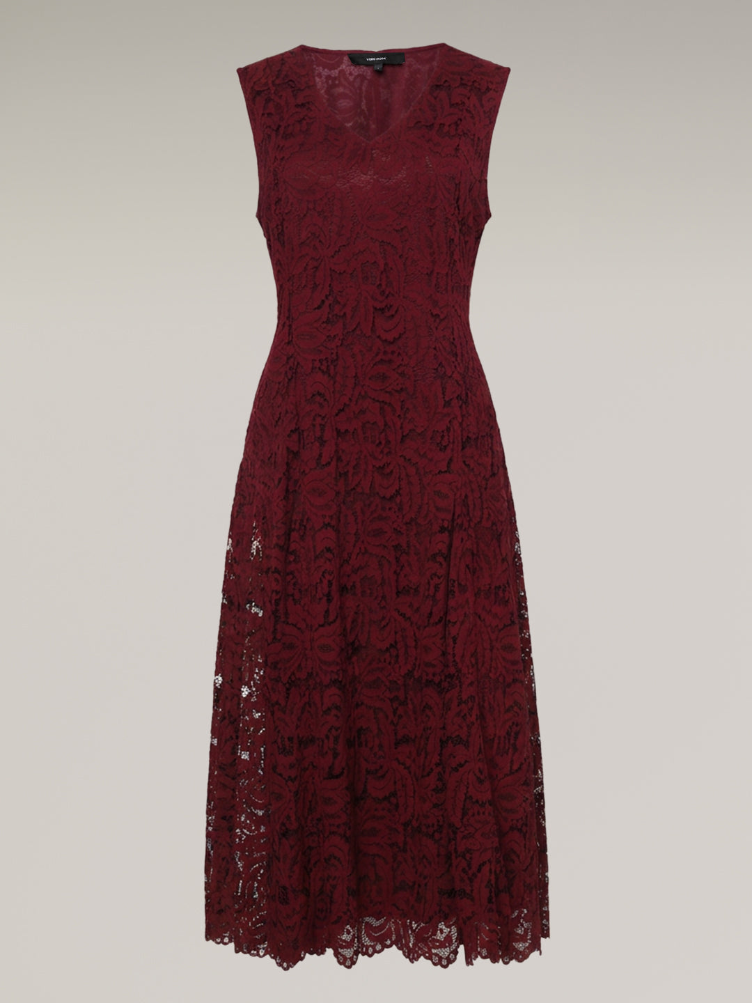 Dark Red Lace Midi Dress