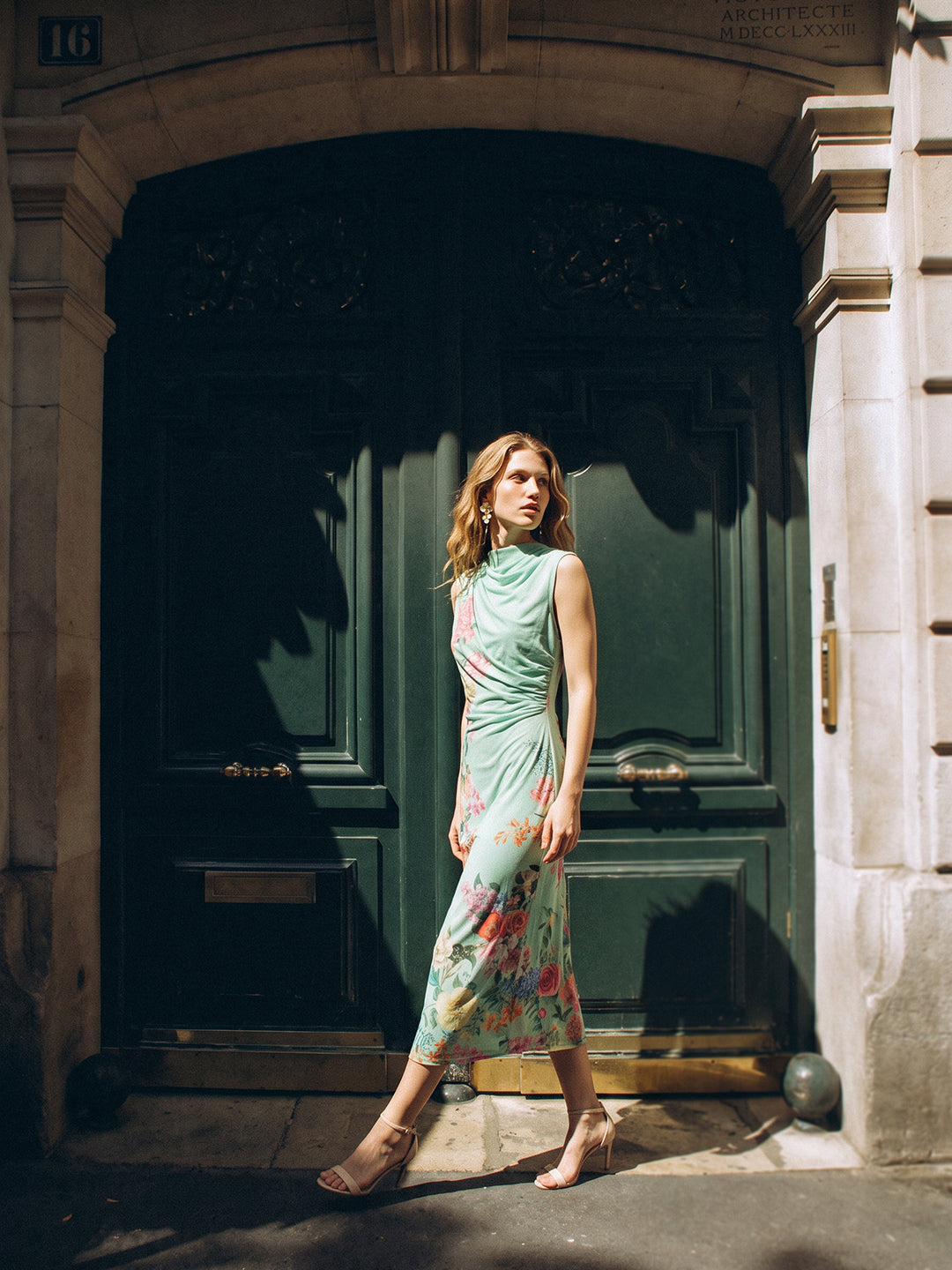 Green Floral Midi Dress