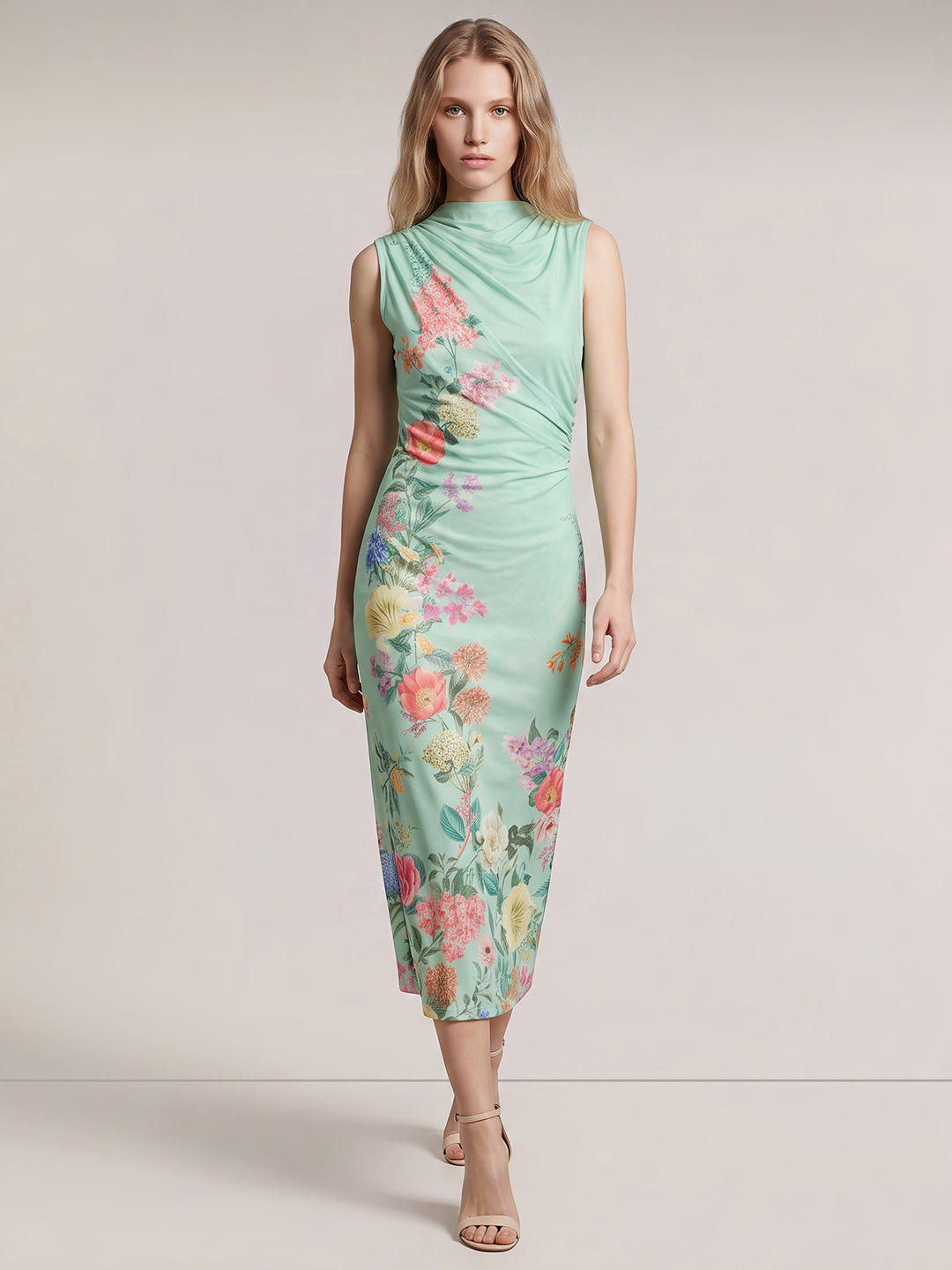 Green Floral Midi Dress