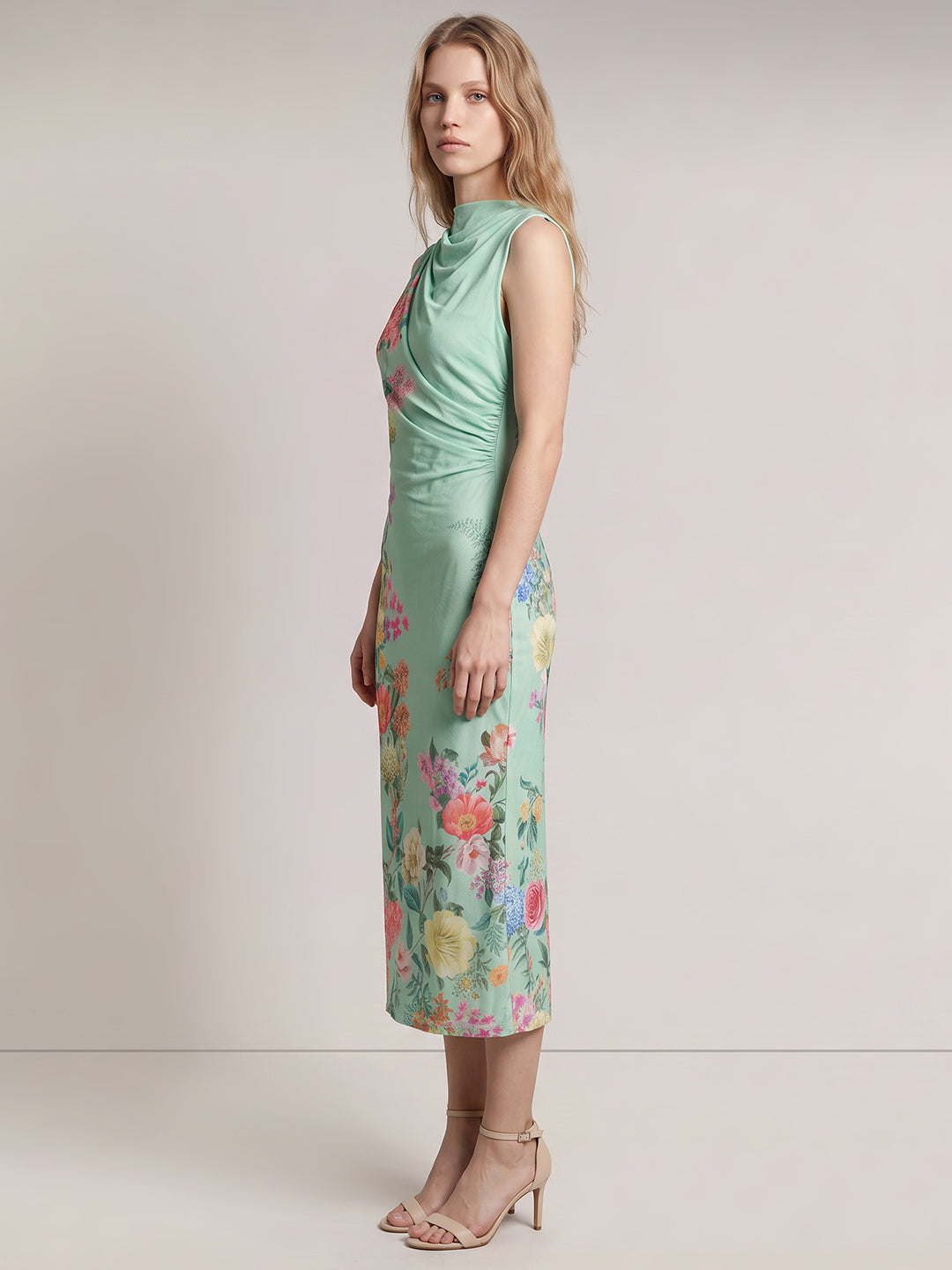 Green Floral Midi Dress