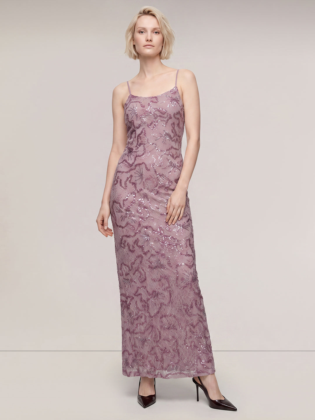Mauve Sequin Detail Maxi Dress