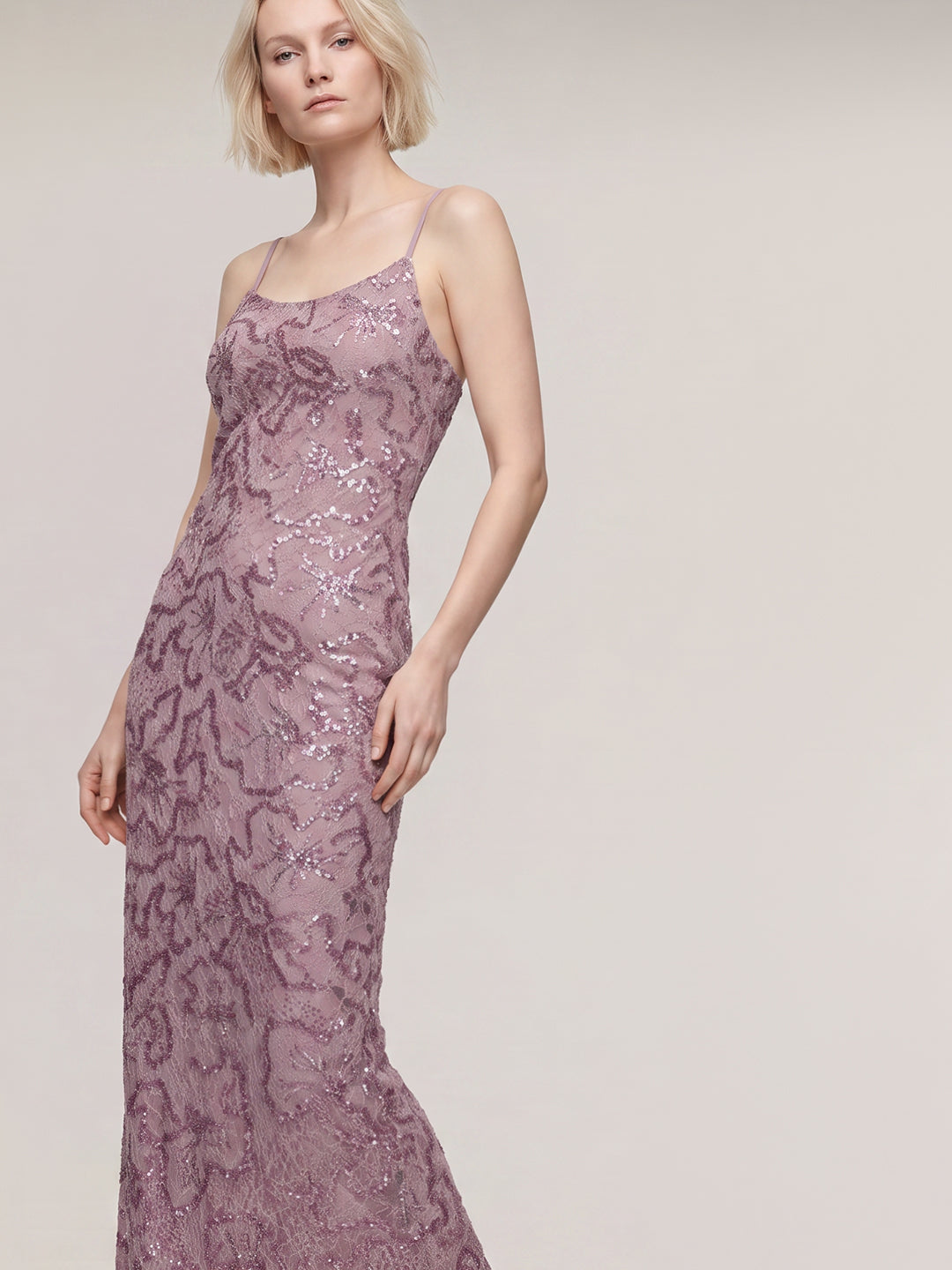 Mauve Sequin Detail Maxi Dress