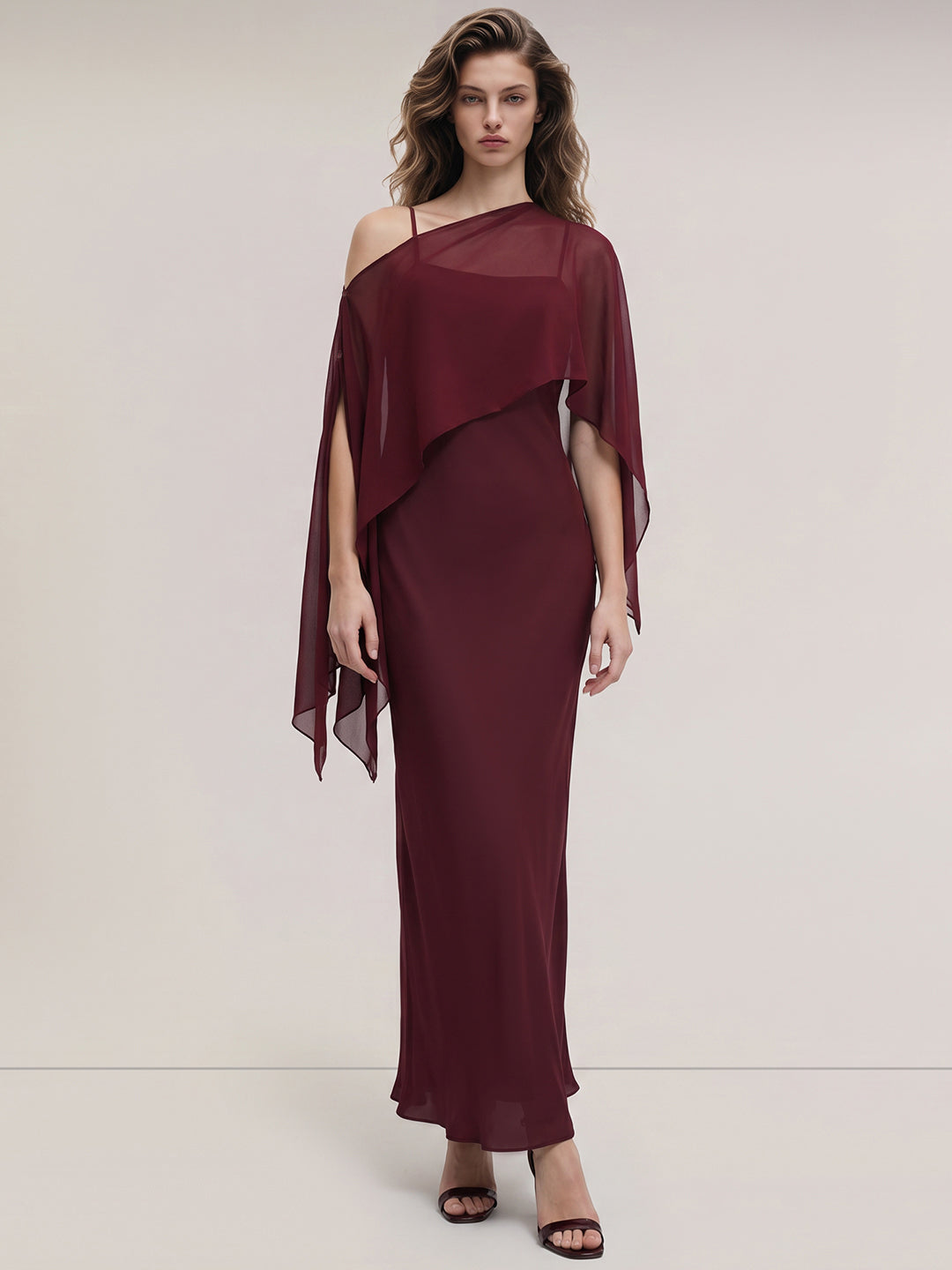 Burgundy Flowy Midi Dress