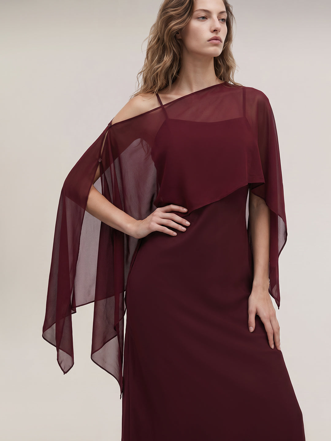 Burgundy Flowy Midi Dress