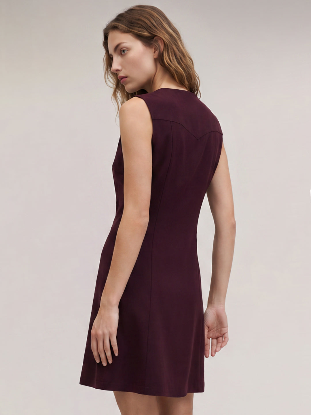 Burgundy V-Neck Dress
