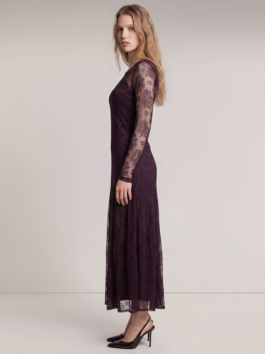 Lace Overlay Midaxi Dress